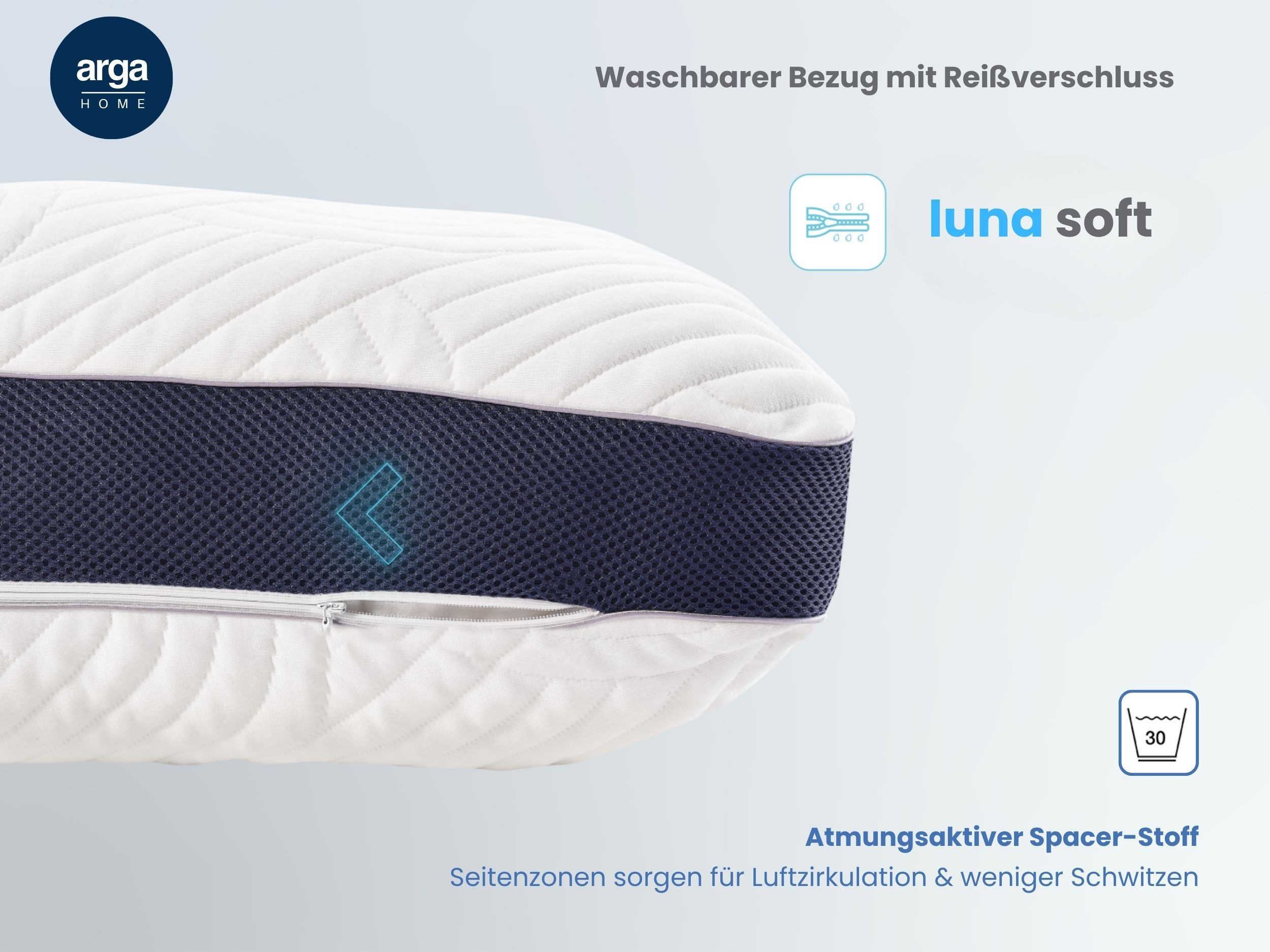 ARGAHOME Nackenstützkissen AH Luna Soft Ergonomisches Kopfkissen mit Stützfunktion – Bild 3 von 5