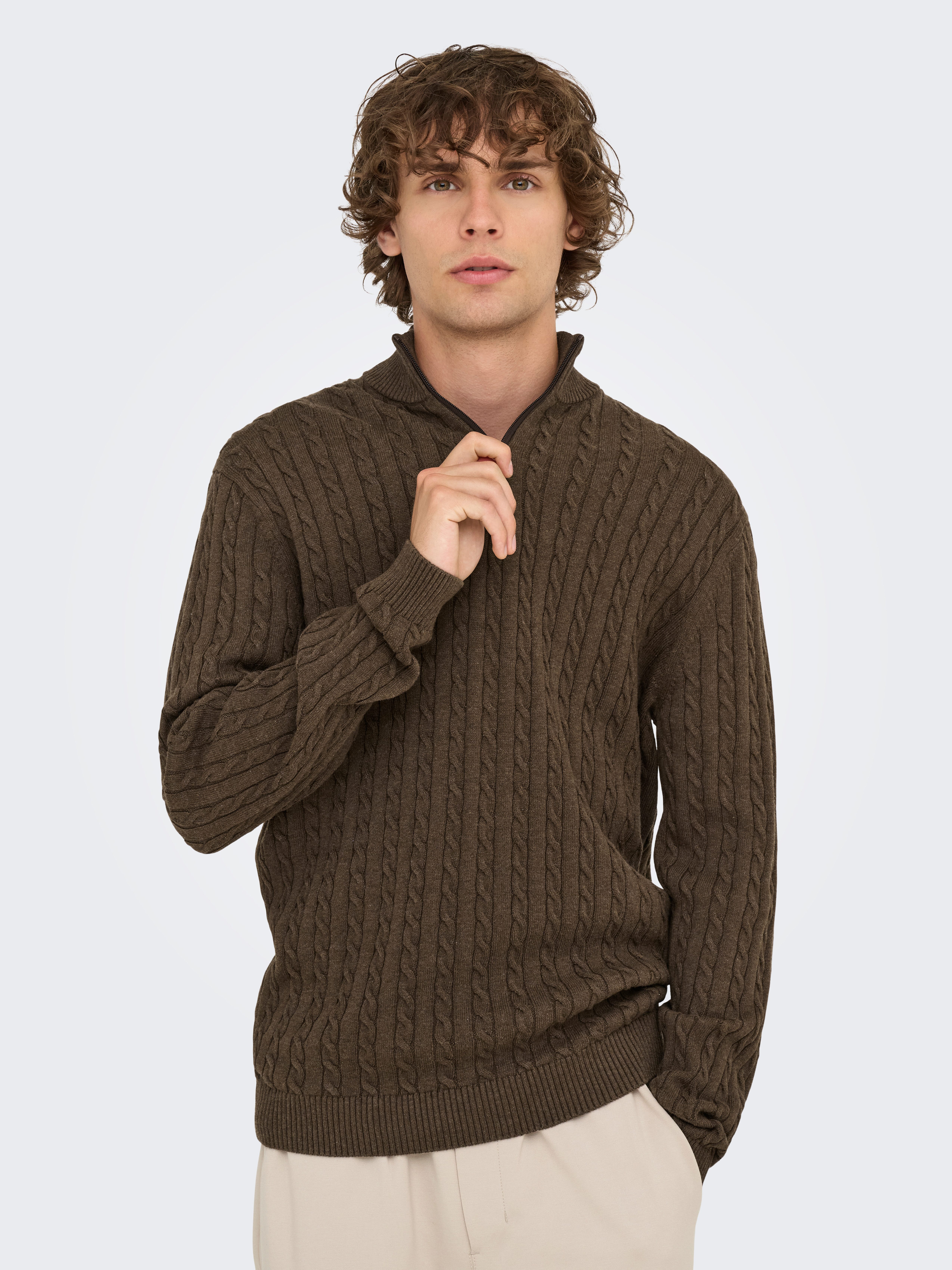 ONLY & SONS Troyer ONSLOUI REG 12 CABEL HALF ZIP KNIT günstig online kaufen