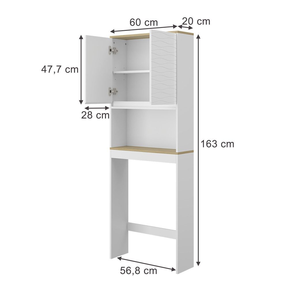 Vicco Badregal Livia, Weiß/Holz, 60 x günstig online kaufen
