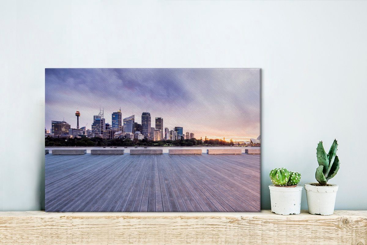 Lila-Tönen, Die Leinwandbild OneMillionCanvasses® Wandbild Skyline Leinwandbilder, von (1 cm in St), Sydney 30x20 Wanddeko, Aufhängefertig, schönen