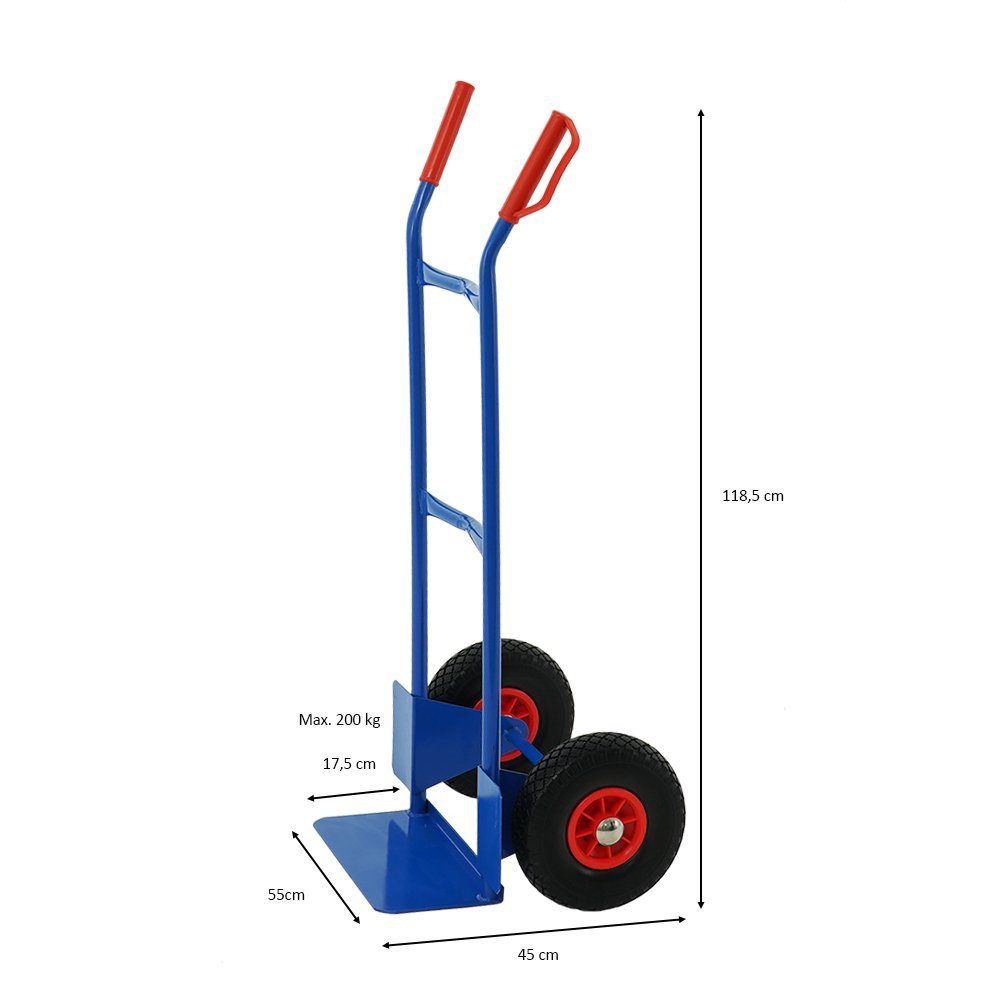 Thumbnail - PROREGAL® Sackkarre Stahlrohr-Sackkarre mit Gummibereifung, Traglast 200kg, (Stapelkarre, Handkarre, Transportkarre, Kom...
