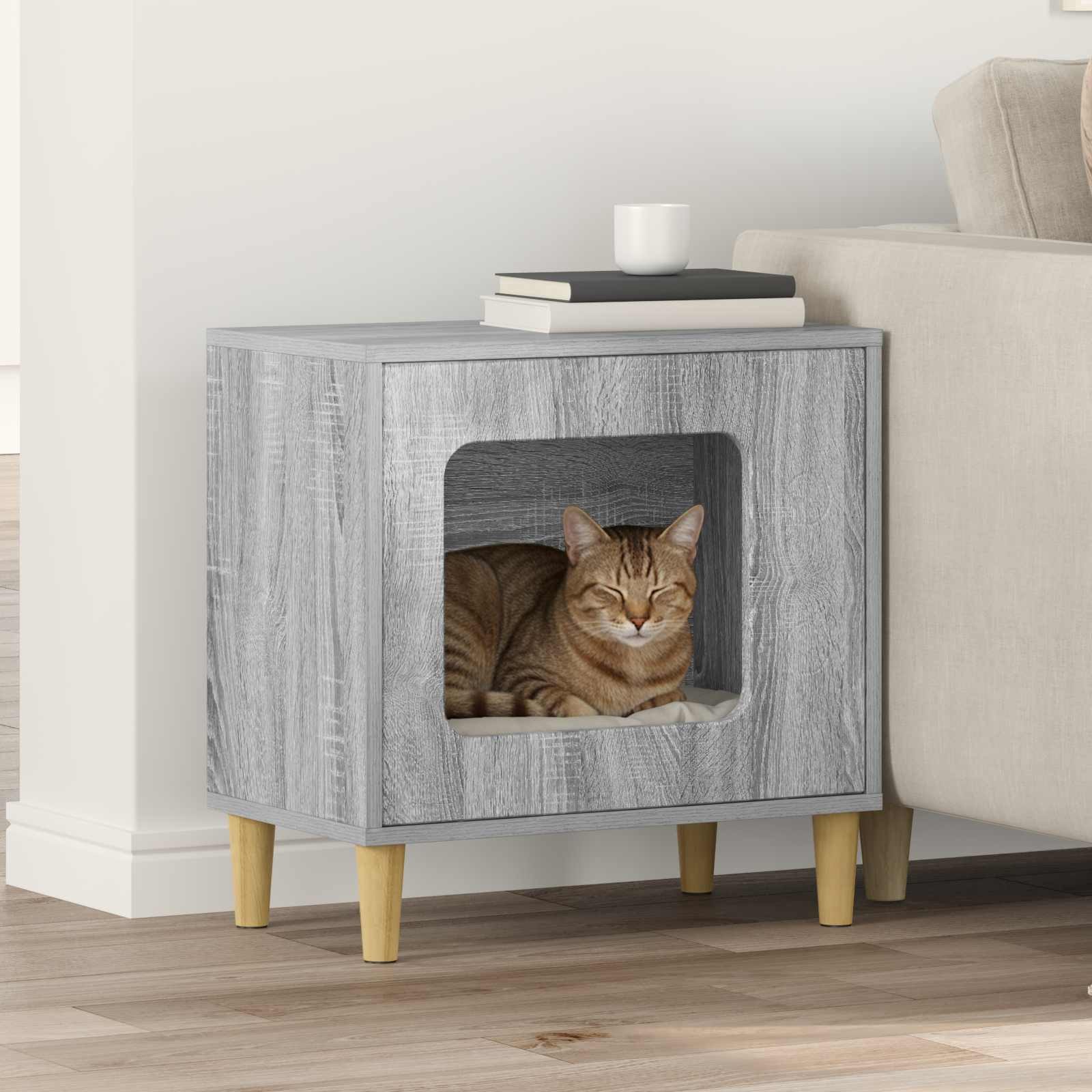vidaXL Katzenhaus, Katzenhaus Graues Sonoma 51 x 30 x 52 cm Holzwerkstoff