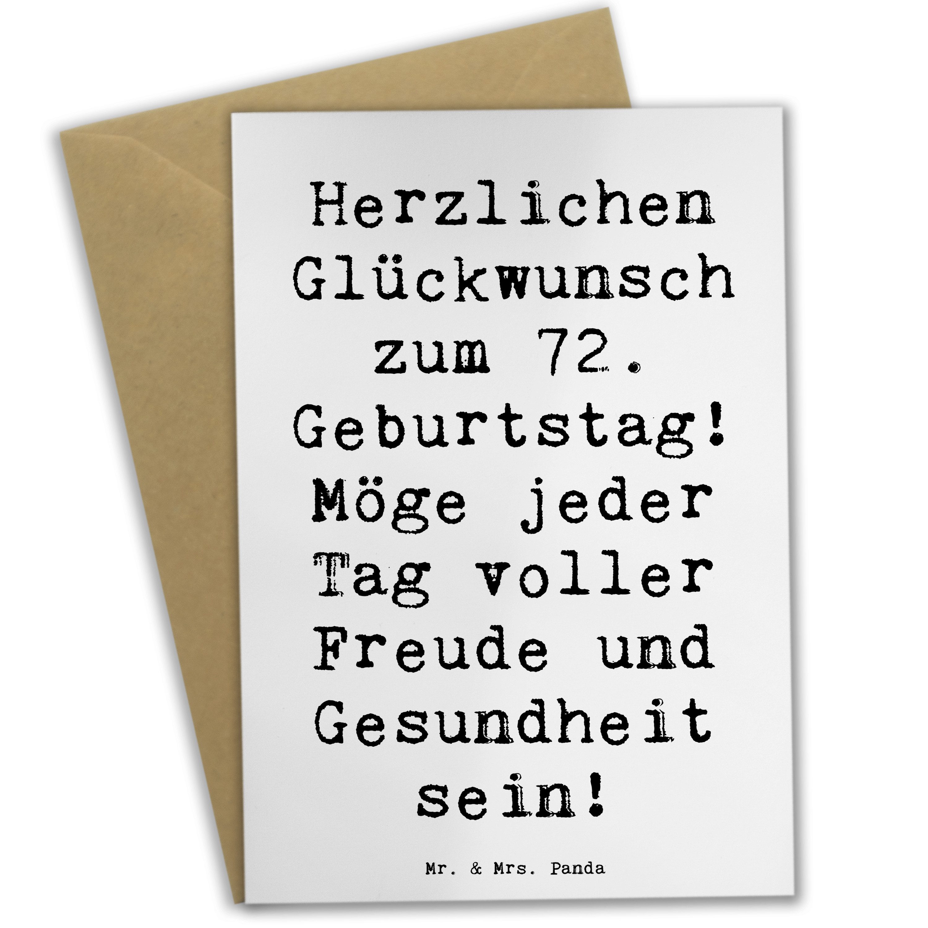 Mr. & Mrs. Panda Grußkarte Spruch 72. Geburtstag Weiß Geschenk