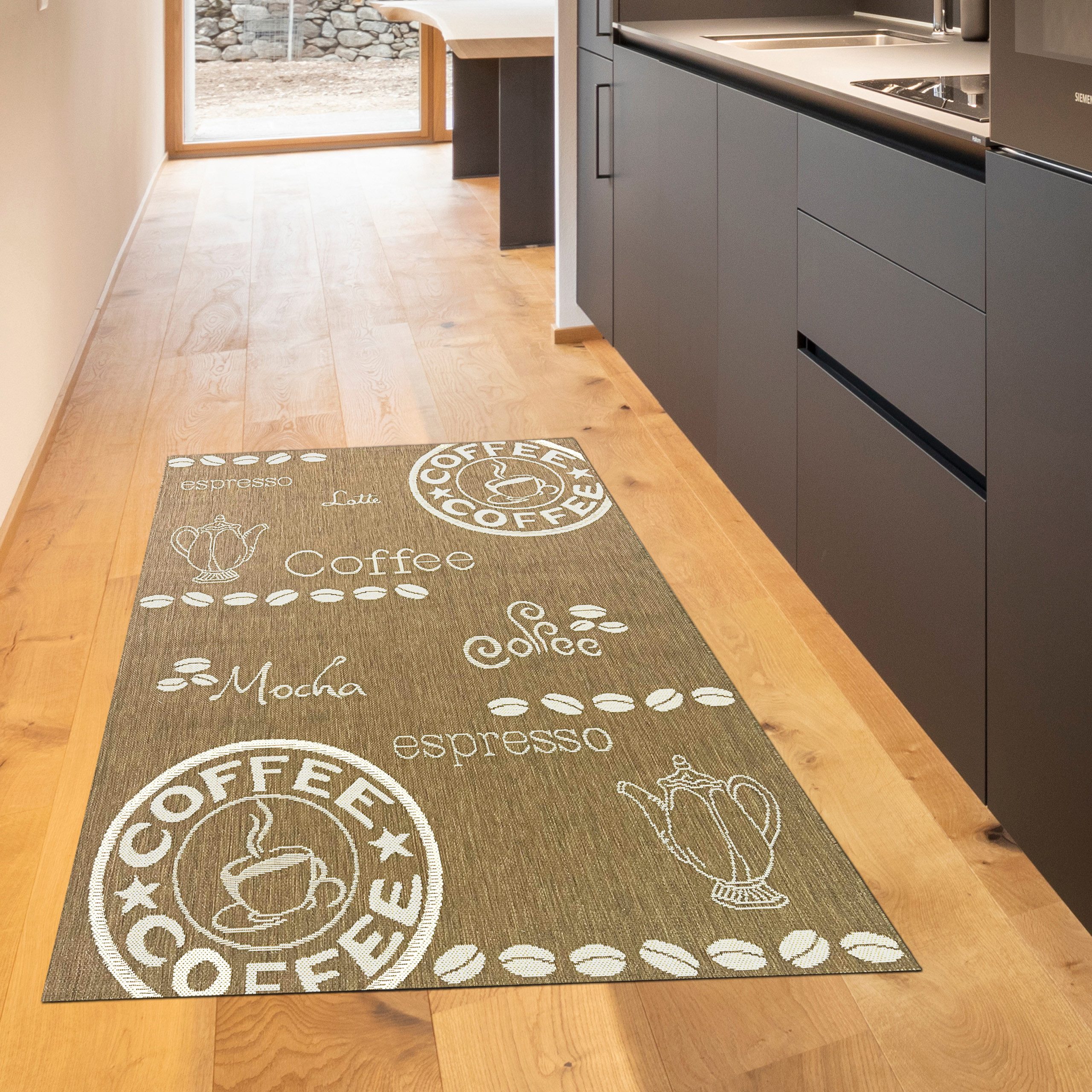 TeppichHome24 Teppich Küchenteppich Sisalteppich modern kurzflor coffee bra günstig online kaufen