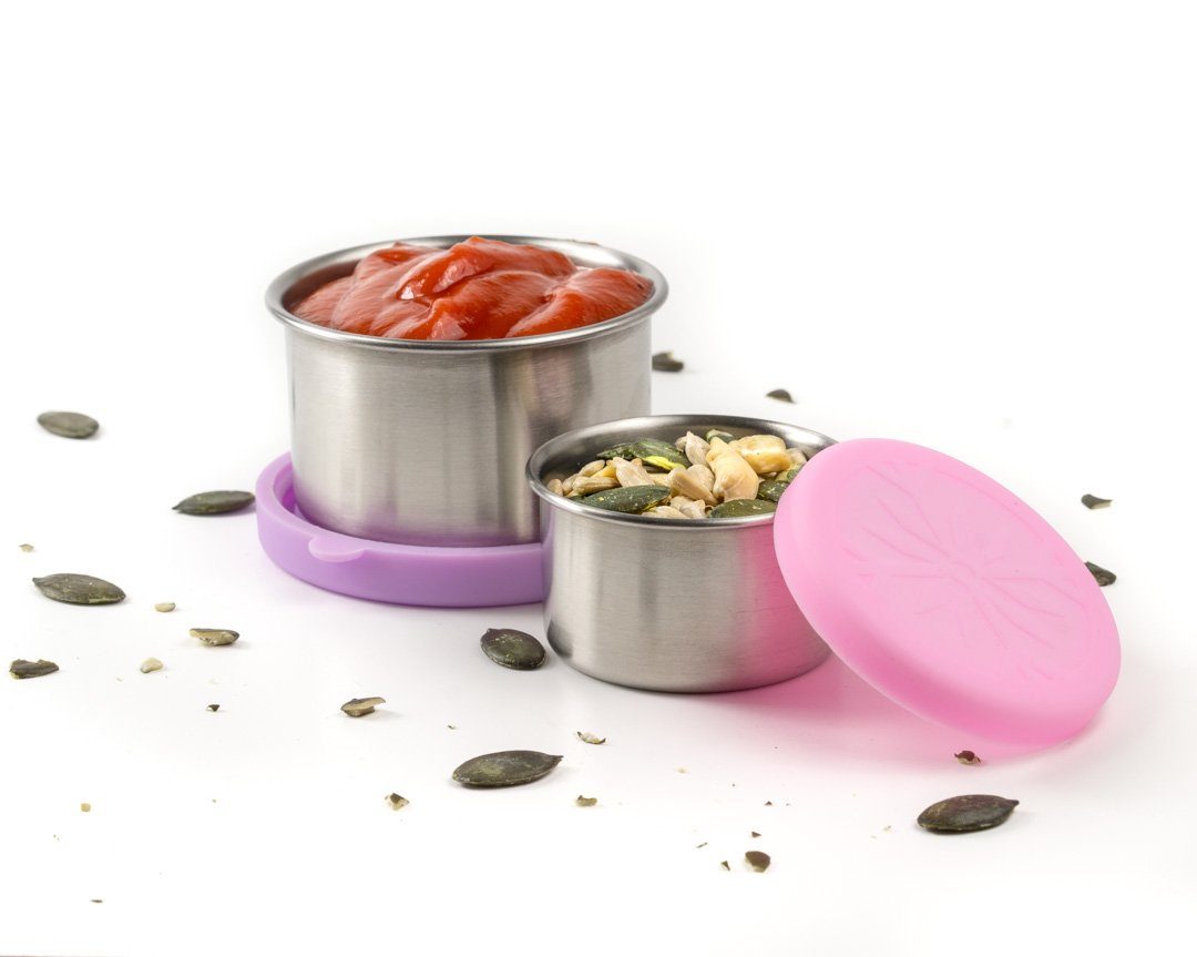 2er Mini 2er Zubehör Lunchbox - Dipper, Edelstahl Bento Set Soßen Behälter - Lavender Set, Box LEKKABOX