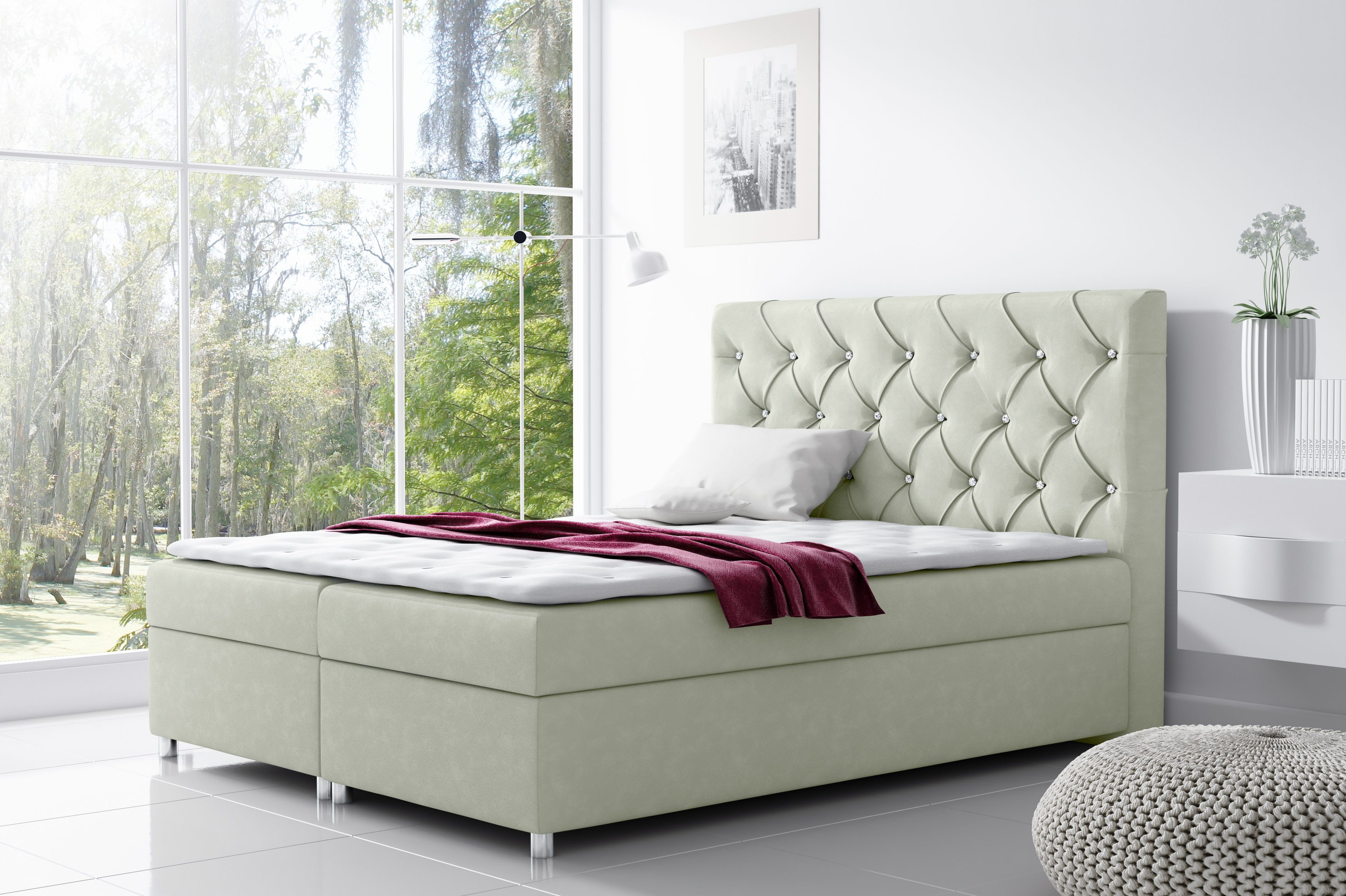 Schlaffabrik Boxspringbett ROMA (Primo 8809), inkl. Matratze, Topper, Stauraum