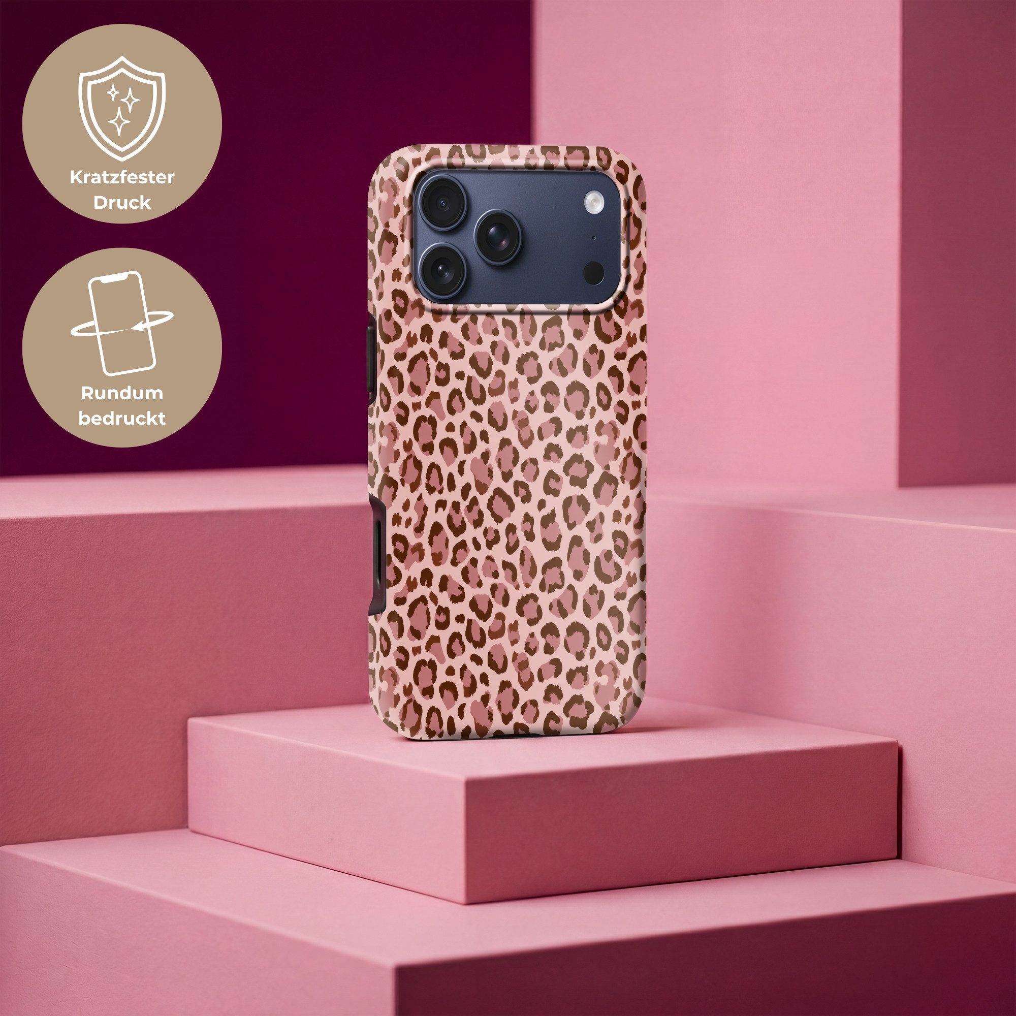 OnlyWow Handyhülle Magsafe für Apple iPhone 17 Pro Max Leopard - Muster - Rosa, Phone Case, Hardcase, Stoßfest, Schutzhülle