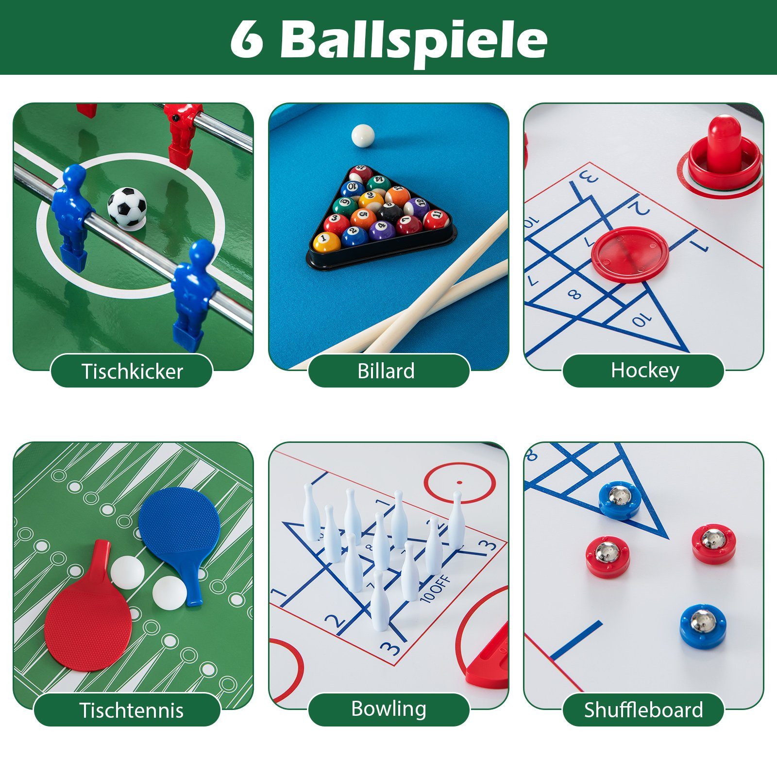 COSTWAY Kickertisch, 12 in 1 Spieltisch mit Punktezähle