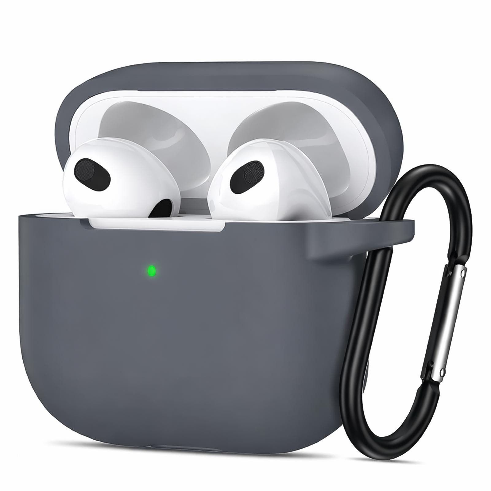 CoolGadget Kopfhörer-Schutzhülle für AirPods 3 Silikon, Stoßfest Clip Karabiner kabelloses laden Case Schutz Cover