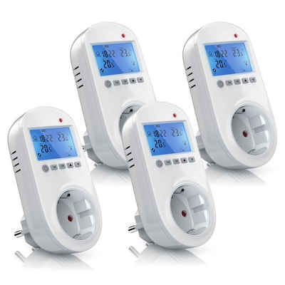 BEARWARE Steckdosen-Thermostat, Spar-Set, 4-St., Heiz & Klimageräte Individuell programmierbar, LCD-Display