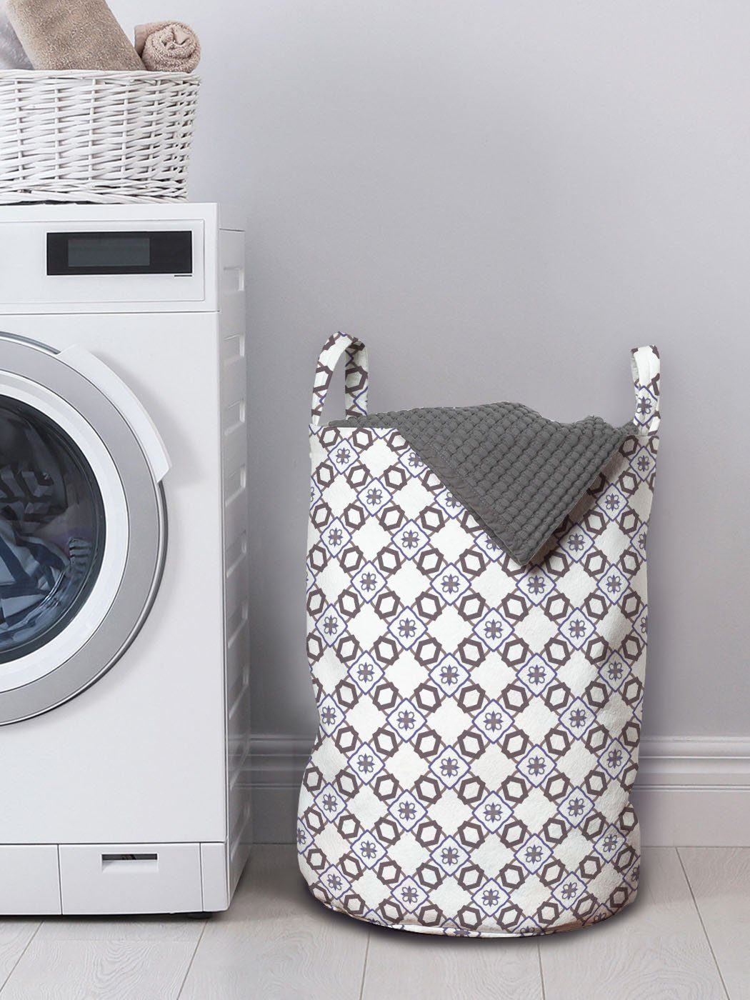 Wäschekorb Griffen Abstrakt Stern-Symbole Waschsalons, Abakuhaus Triangles Kordelzugverschluss mit für Wäschesäckchen