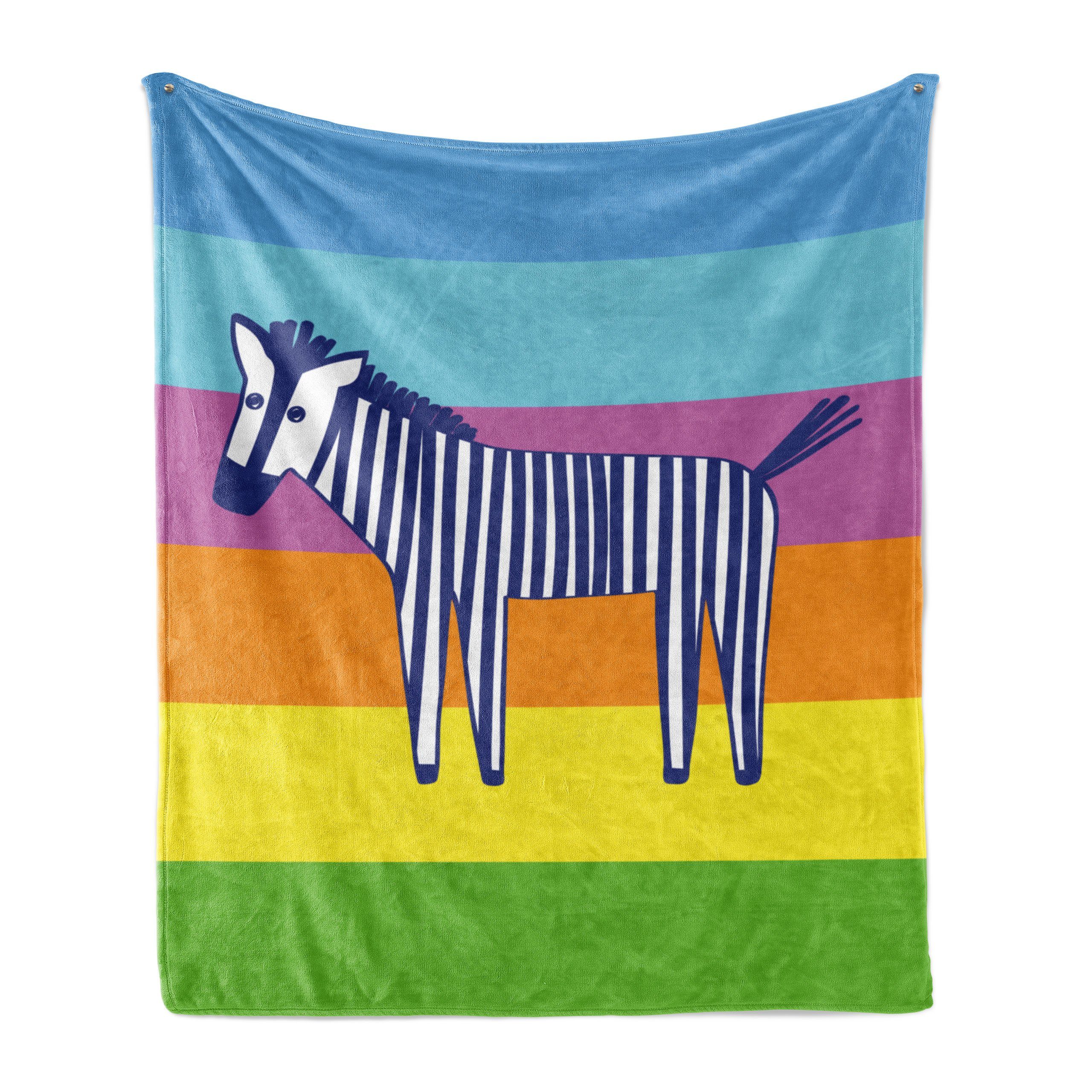 Innen- Regenbogen den und für Gemütlicher Zebra Außenbereich, Abakuhaus, Tier Wohndecke Stripes Plüsch Doodle