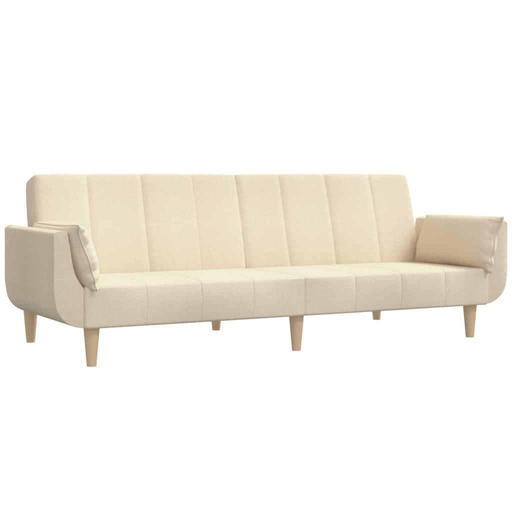 vidaXL Schlafsofa, Sofa 2-Sitzer mit 2 Kissen Creme Stoff