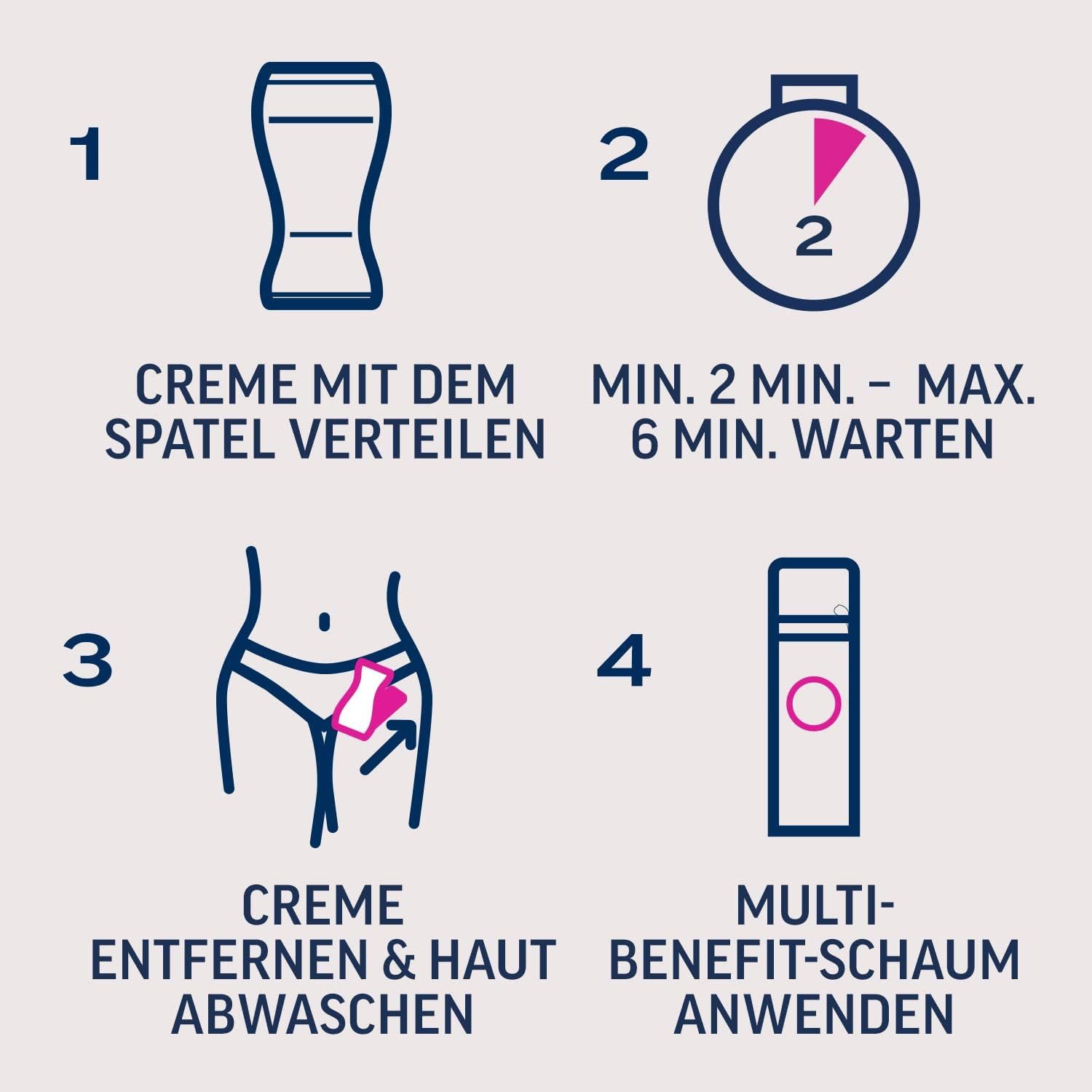 Veet Enthaarungscreme EXPERT Intim-Haarentfernungs-Set Creme + Multi-Benefit Schaum, Doppelpack - 2 x 50ml, 2 St.