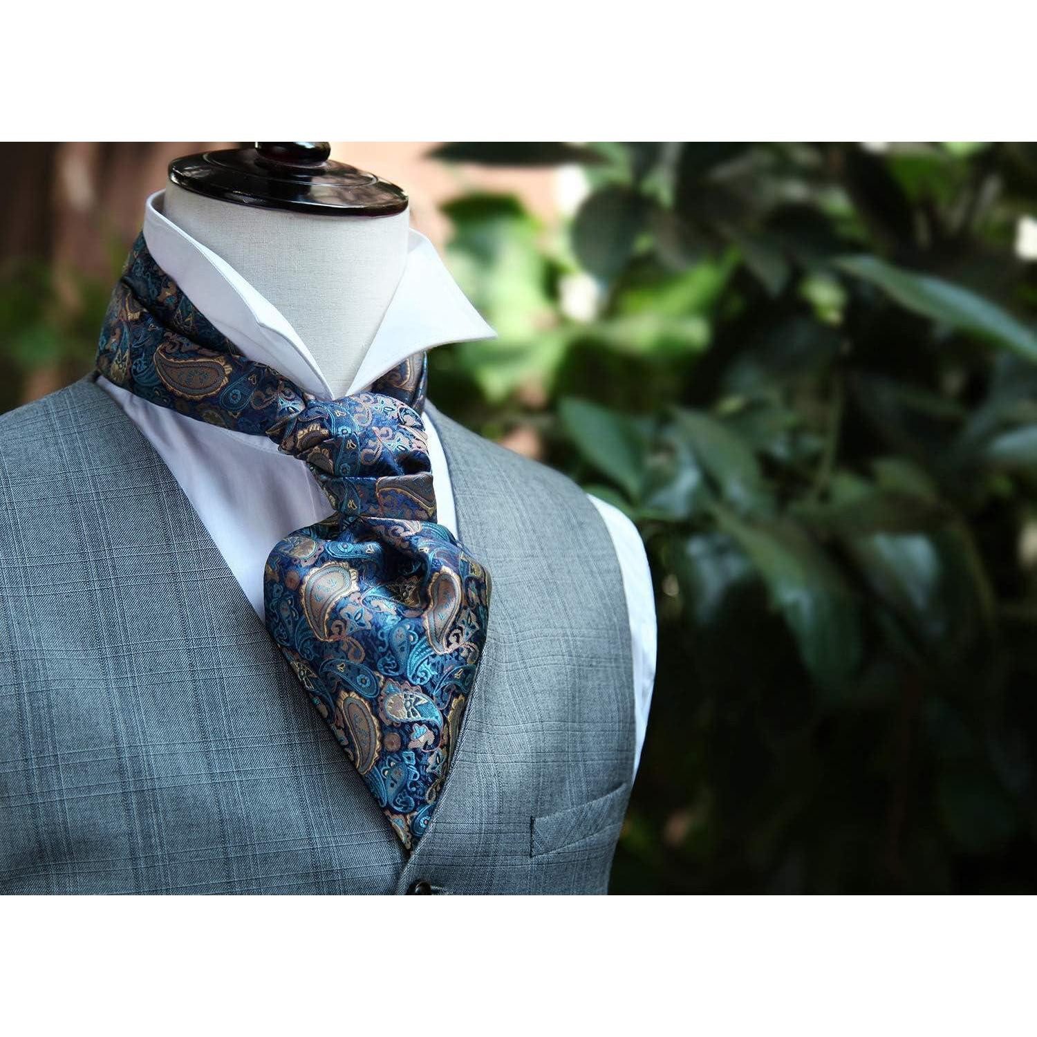LuxusKollektion Krawatte Krawattenschal Herren Paisley Ascot Krawatte Grun Gold Einheitsgröße