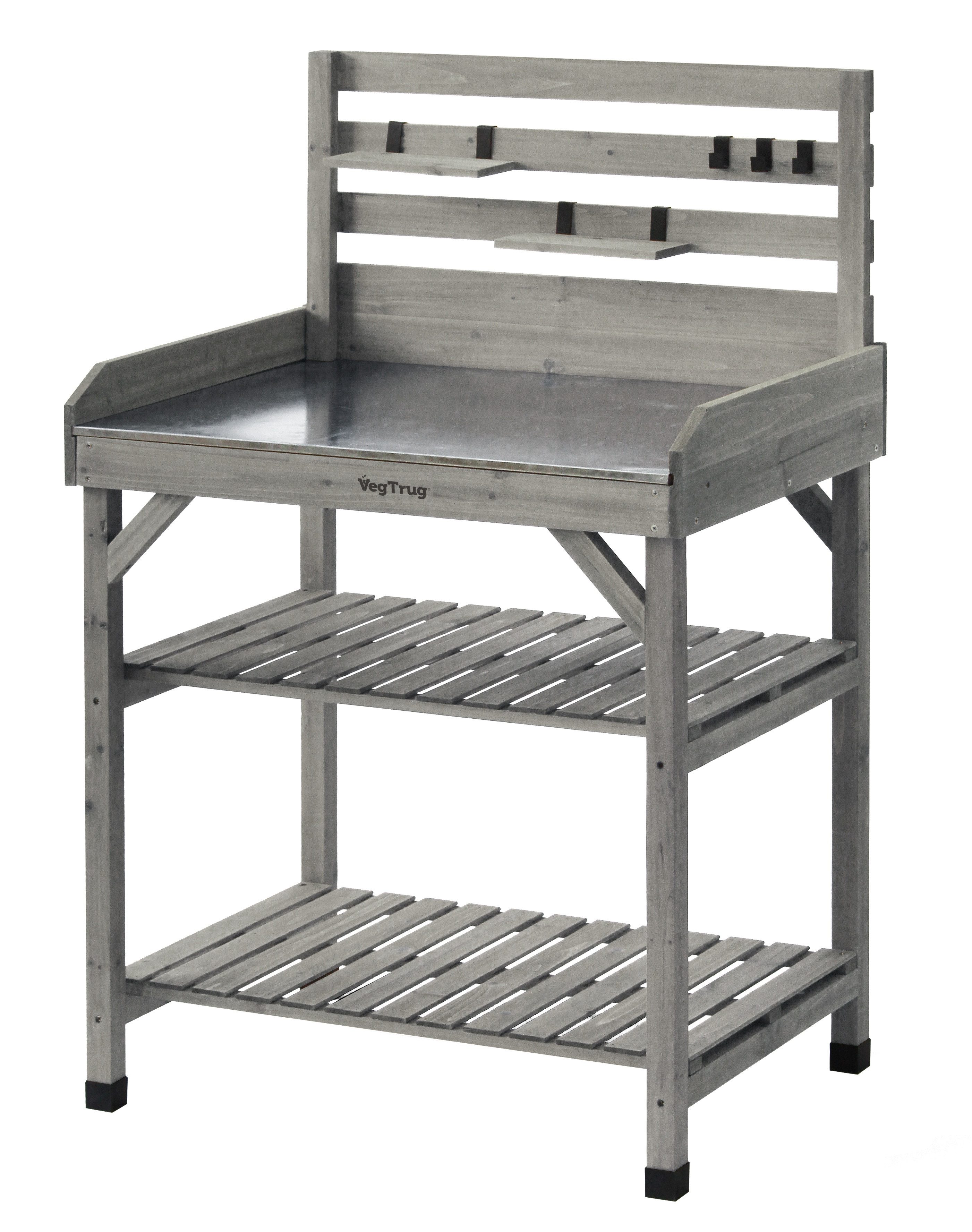 VegTrug Pflanztisch VegTrug® für Gartenarbeit, Rückenschonendes Arbeiten - mit Hakenleiste - 81x56x125 cm