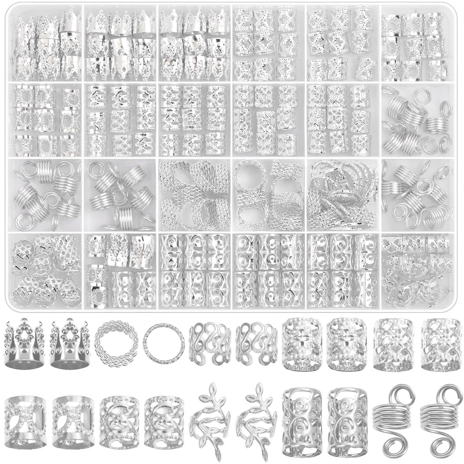 CLTYQ Haarspange 220 Stück Gold-Haarschmuck für Zöpfe, Loc Schmuck für Haar-Dreadlock, Haaranhänger für Frauen, Metall-Gold-Zöpfe