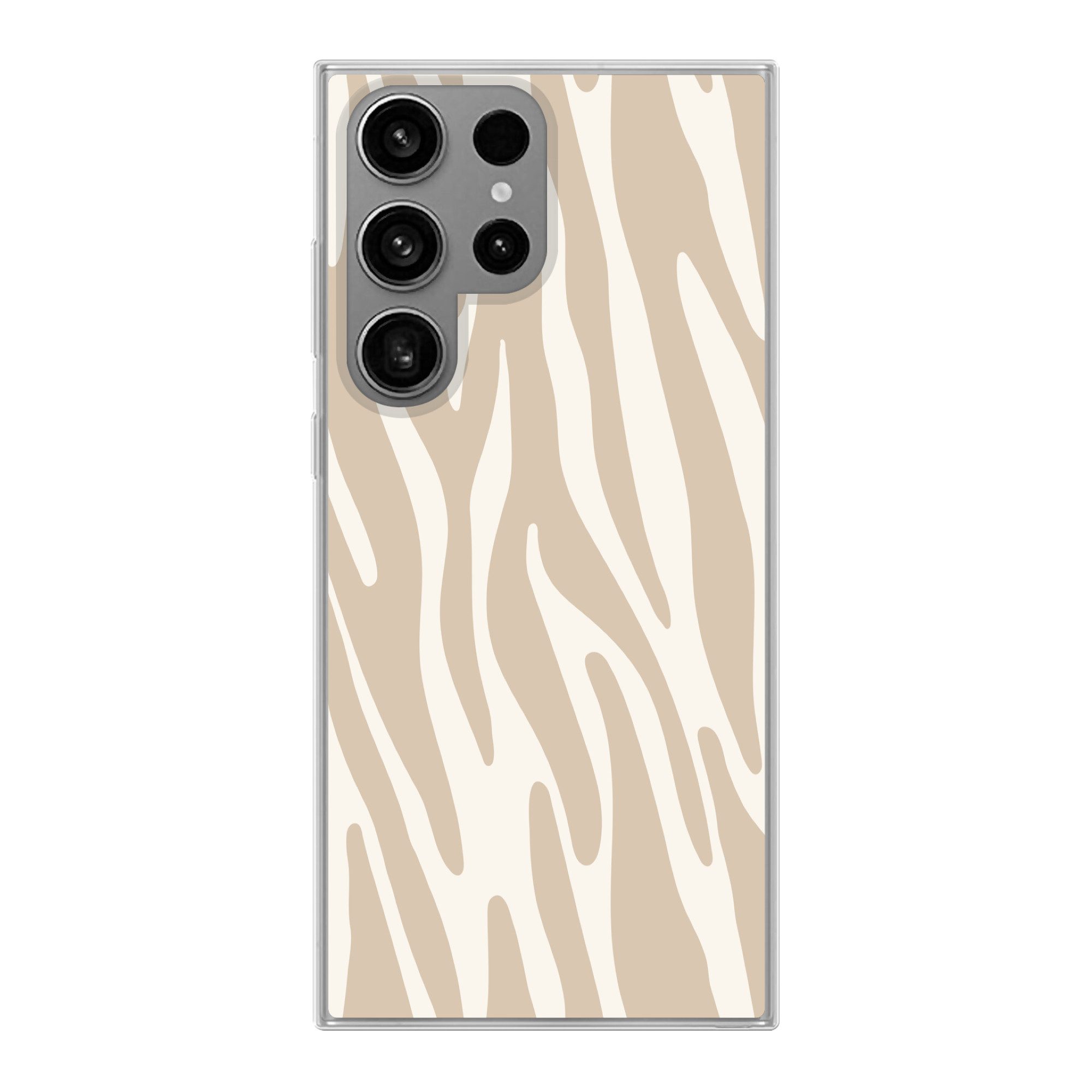 MuchoWow Handyhülle für Samsung Galaxy S23 Ultra Zebramuster - Beige - Weiß - Tiermuster