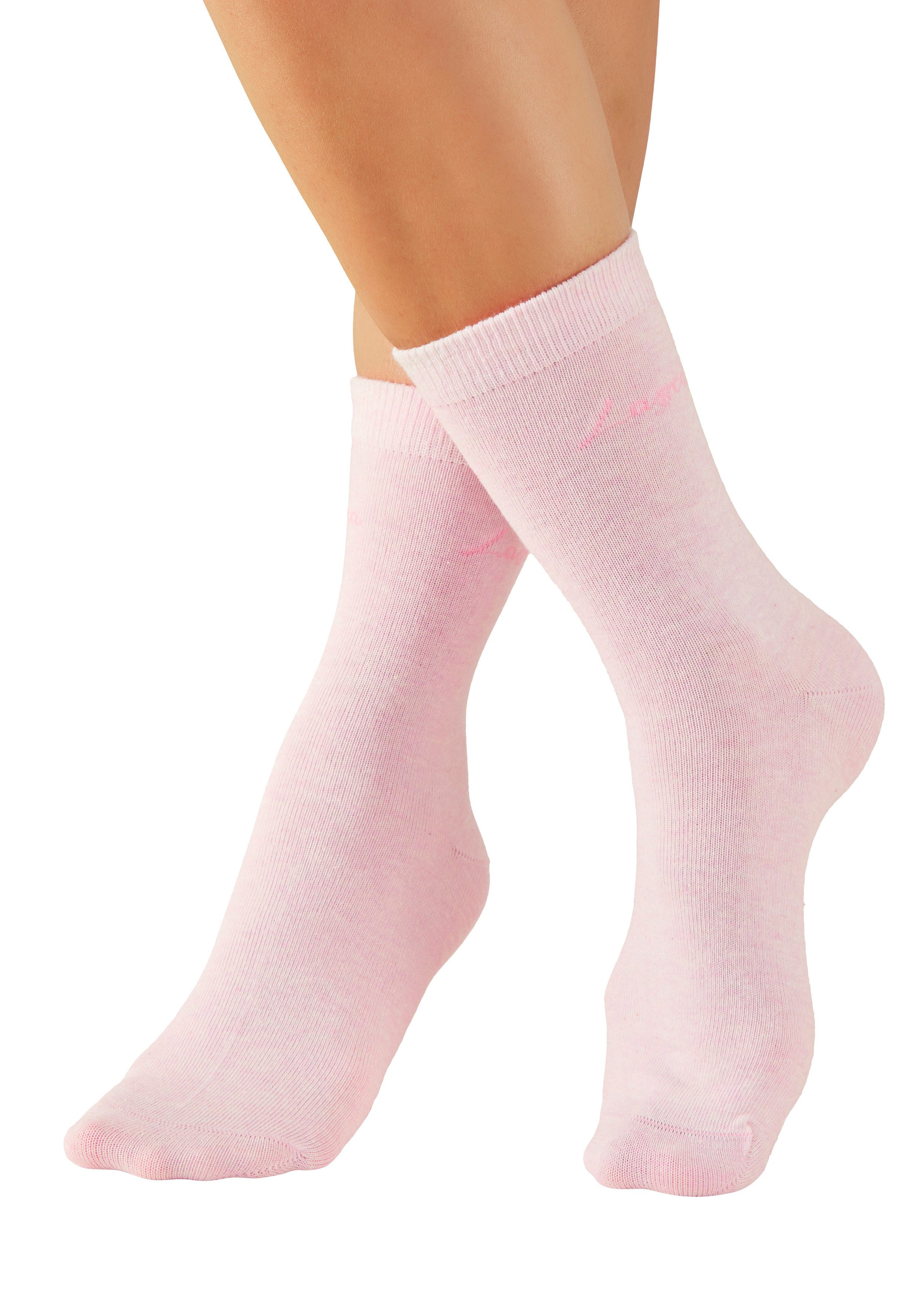 LASCANA Basicsocken für Damen mit eingestricktem Markenlogo (Box, 7-Paar) in ansprechender Geschenkbox