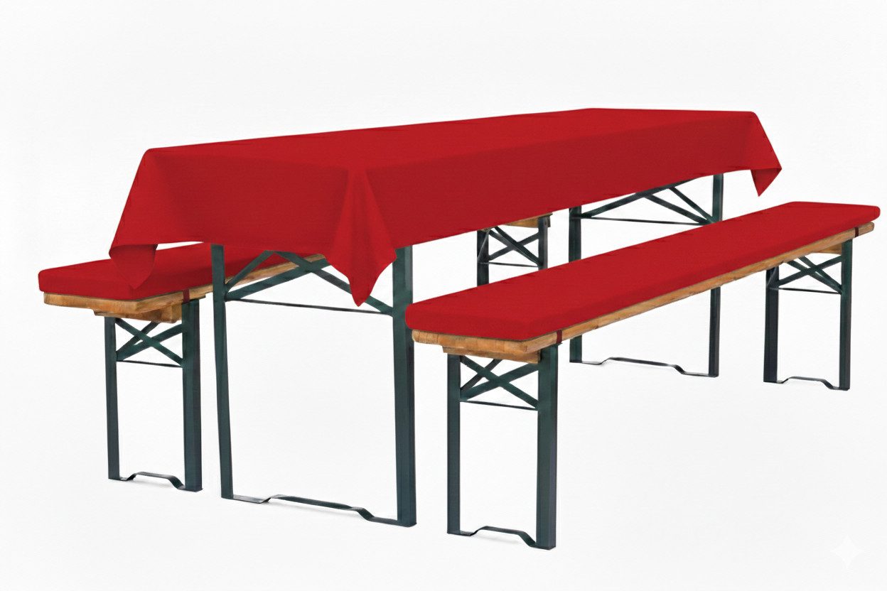 TexDeko Bankauflage Bierbankauflagen-Set mit Tischdecke 100x250cm (universal) 3TLG Set, (Set, 2x Auflage + 1x Tischdecke), blickdicht & waschbar