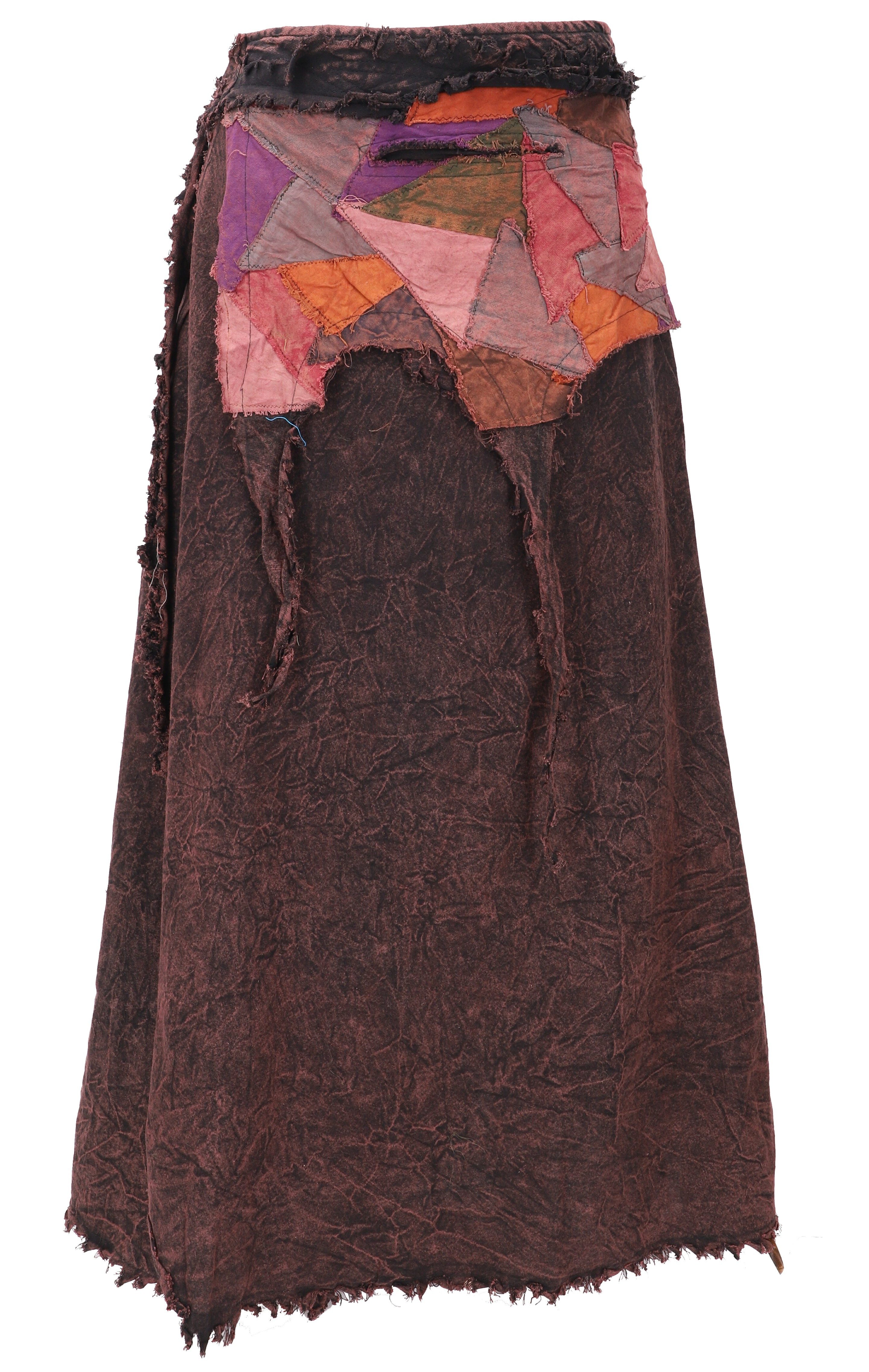Guru-Shop Minirock Boho Elfen Wickelrock, Patchwork Rock, weiter.. alternative Bekleidung