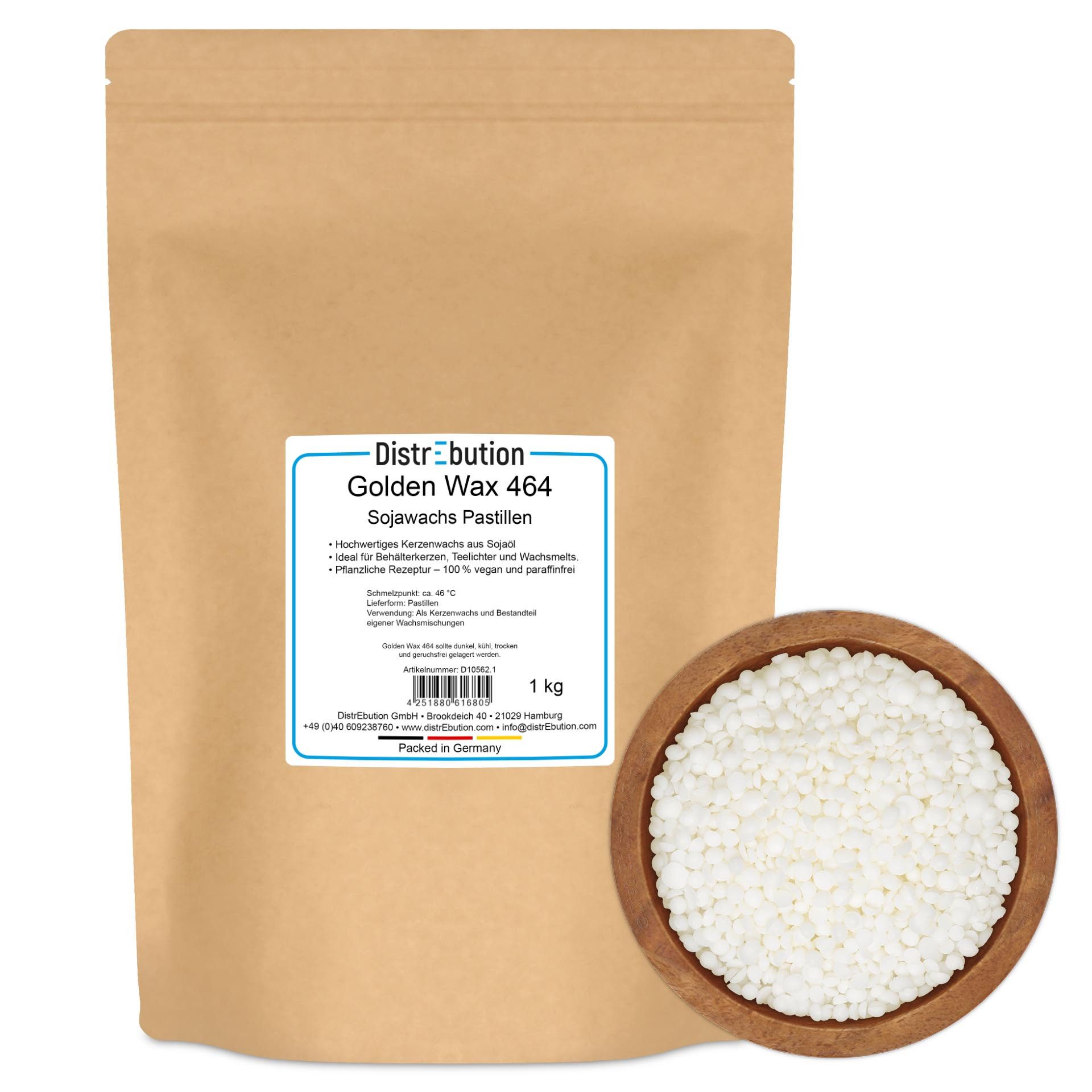 DistrEbution Duftkerze Kerzenwachs Golden Wax 464 Premium Sojawachs Pastillen für Kerzen