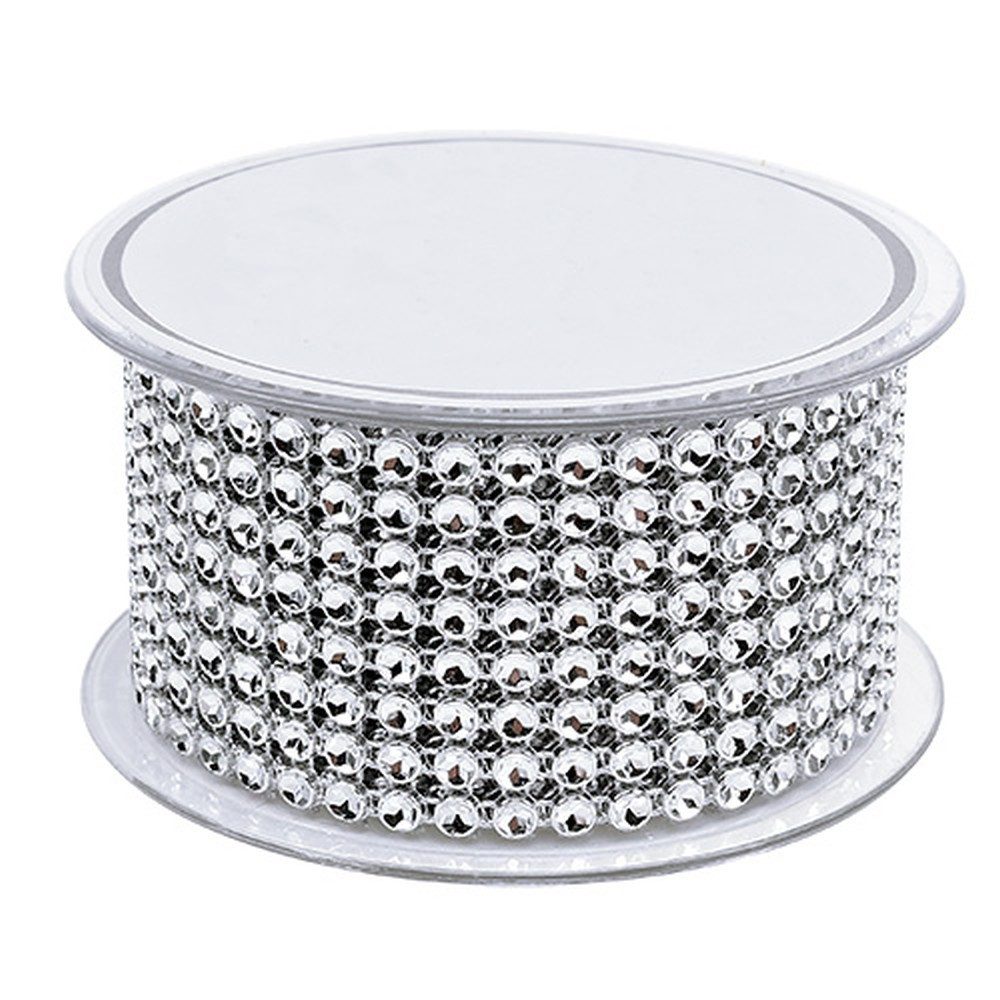 Mabella Decorbänder GmbH Dekoband Dekoband Silber Strasseffekt 40mm 2m Hochzeit Weihnachten DIY