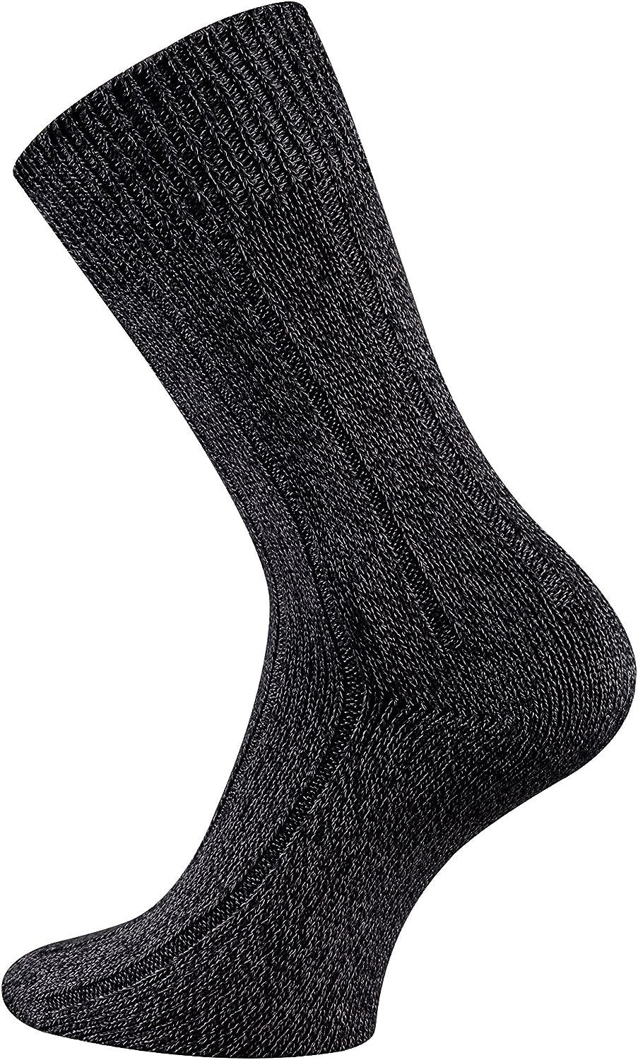 TippTexx 24 Socken 3 Paar warme Winter Bambussocken mit Baumwolle, Ripp-Struktur Schwarz