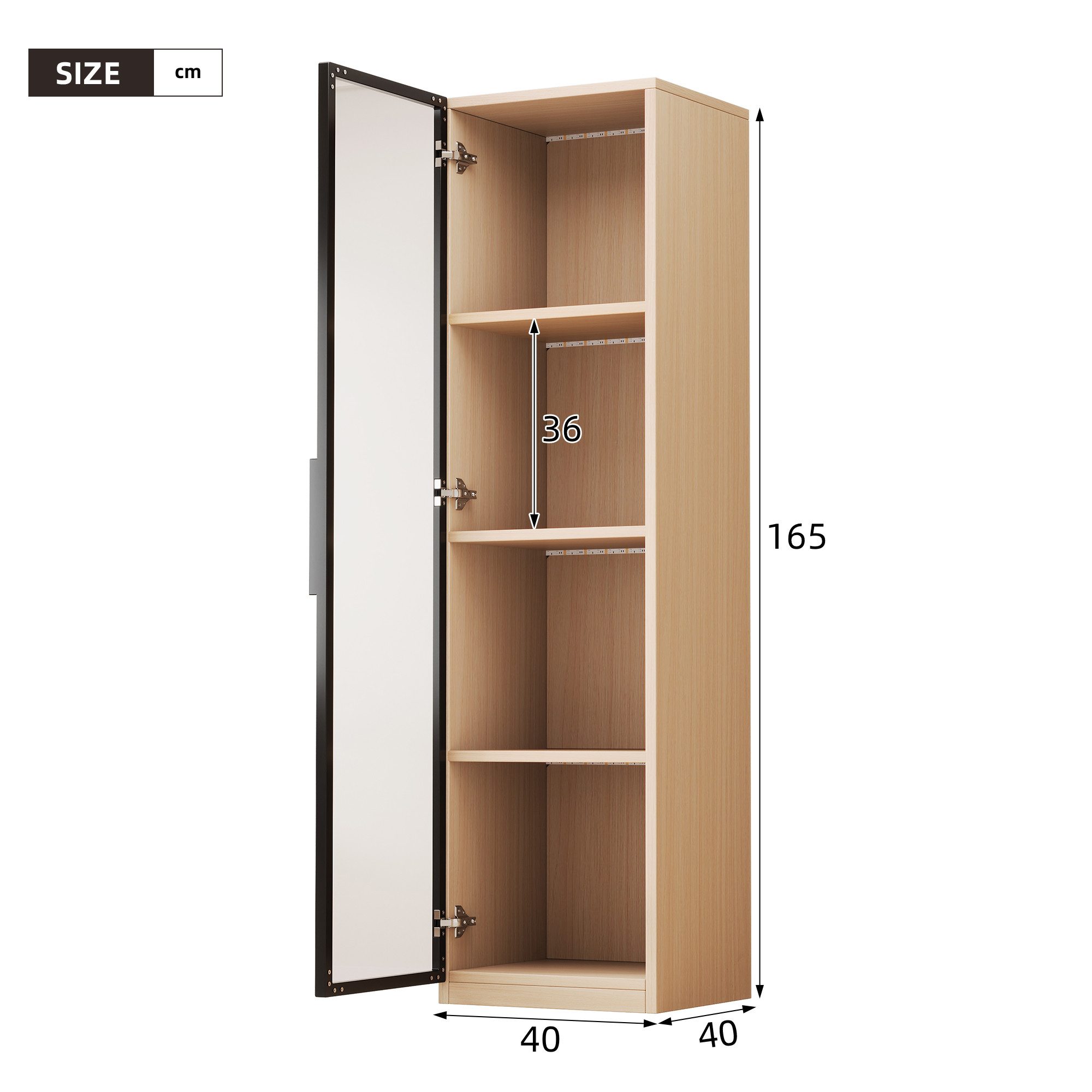 Fine Life Pro Standvitrine Vitrinenschrank 40×40×165 cm – Eichenoptik mit LED & Soft-Close