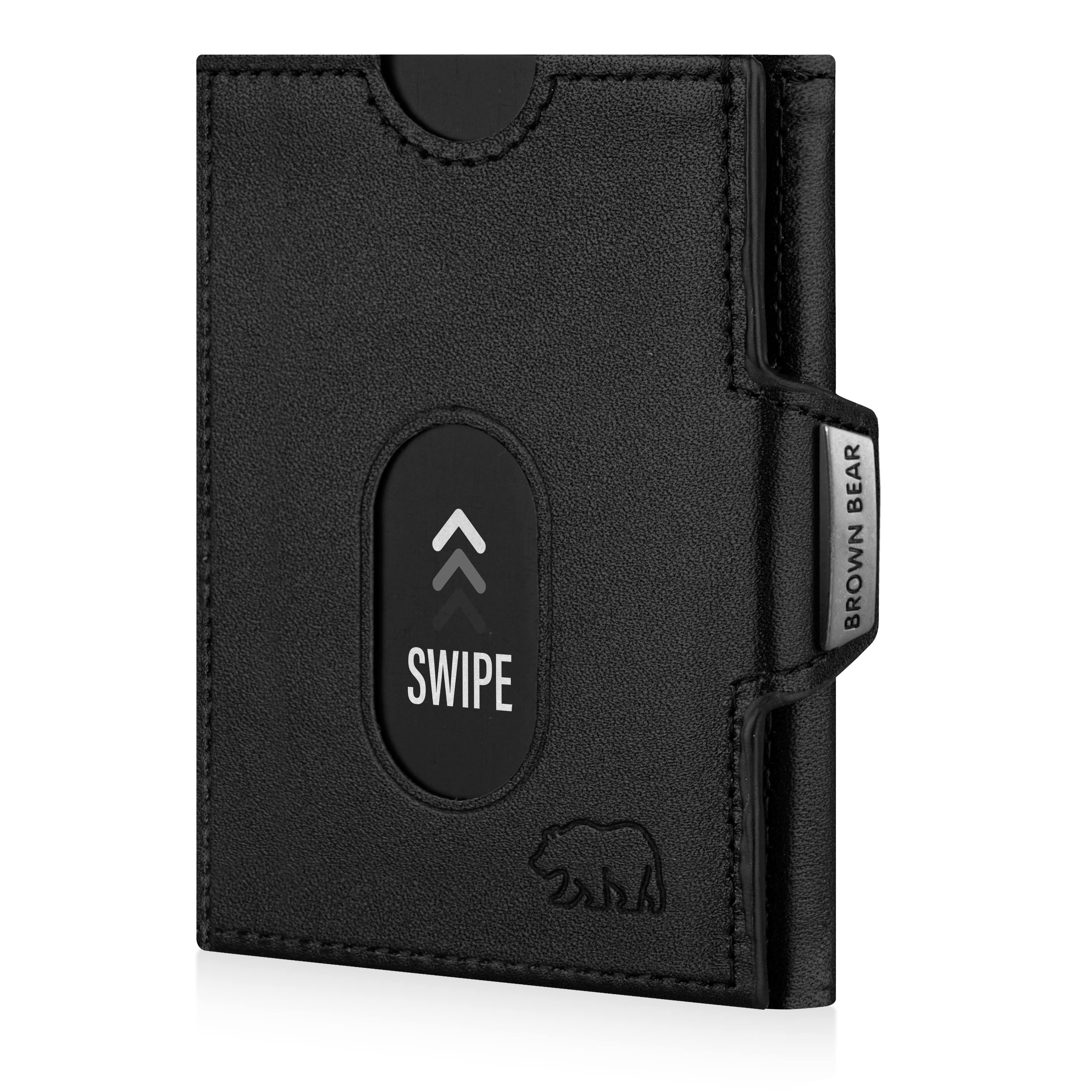 Brown Bear Geldbörse Jackson aus Echtleder mit RFID-Schutz, für Damen und Herren mit 7 Kartenfächern Farbe Schwarz Nappa