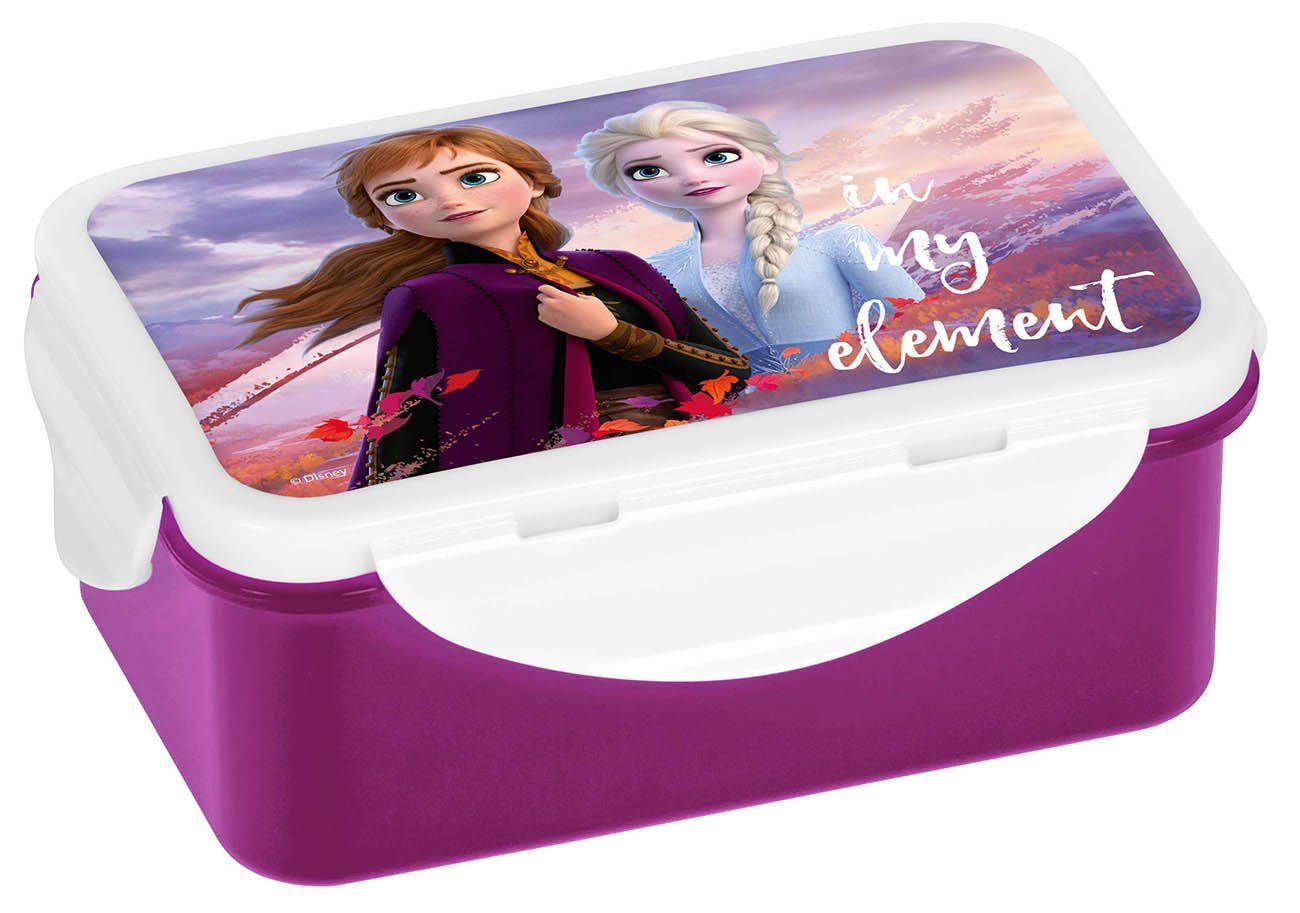 Geda Labels GmbH Lunchbox Eiskönigin 2 Anna & Elsa, PP, (1-tlg), Lila, 16x10,5x6,5cm, spülmaschinengeeignet