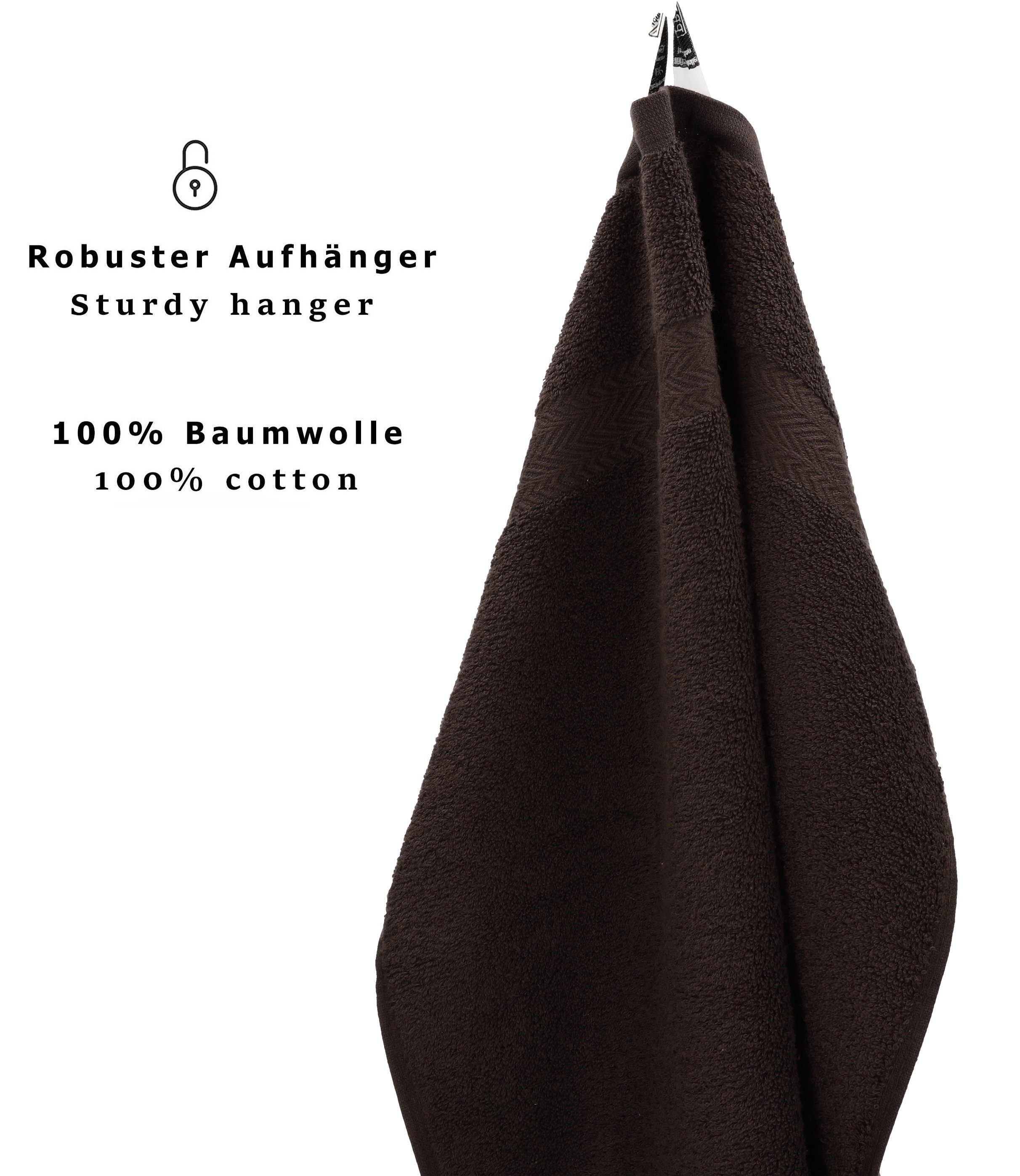 Betz Handtuch Set 4-tlg. PREMIUM Baumwolle, und 100% 2 2 Handtücher dunkelbraun Duschtücher, (4-tlg)