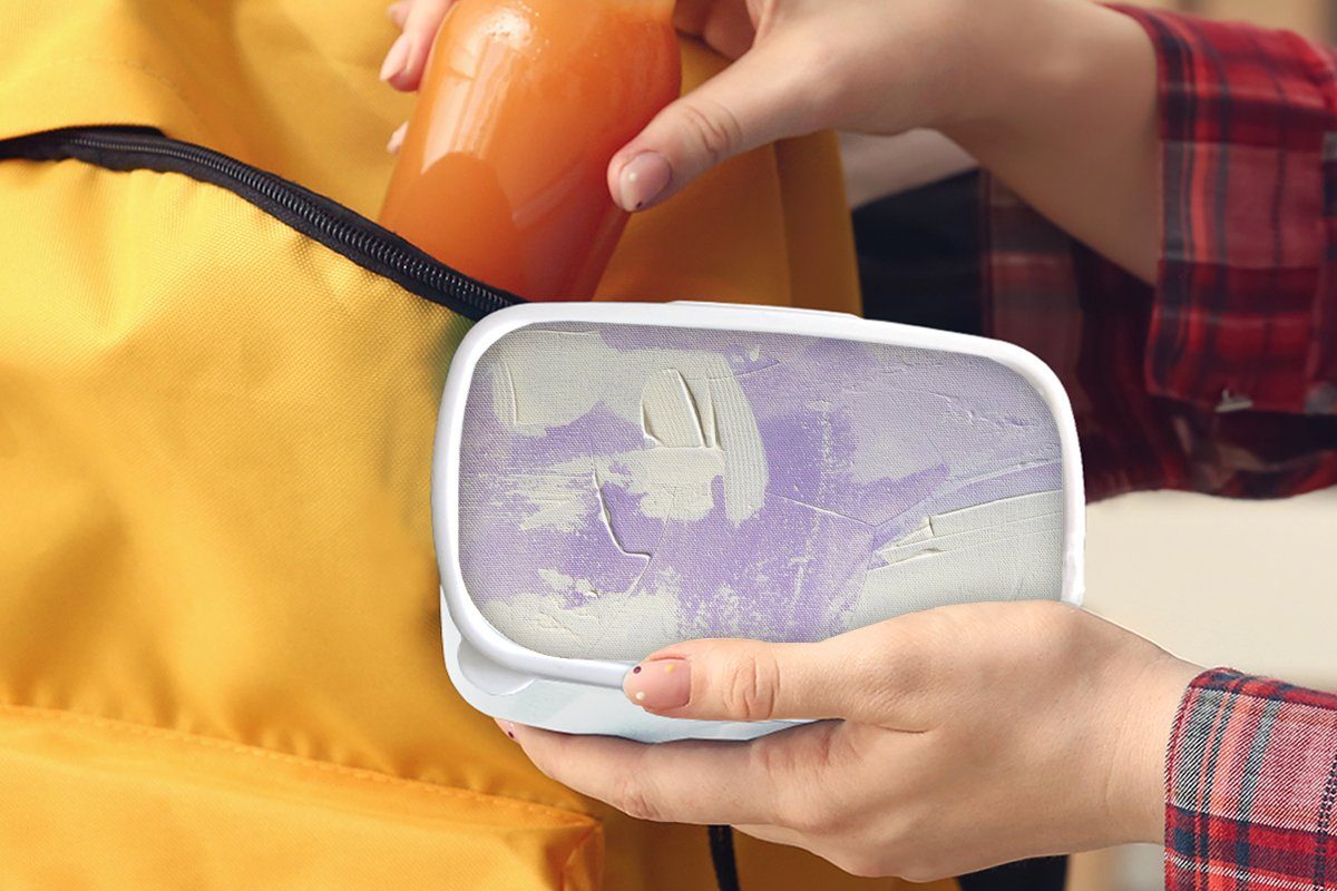 MuchoWow Lunchbox Abstrakt - Malerei weiß für und Erwachsene, Brotdose, Mädchen Kunststoff, für (2-tlg), und Brotbox Jungs - Design, Kinder