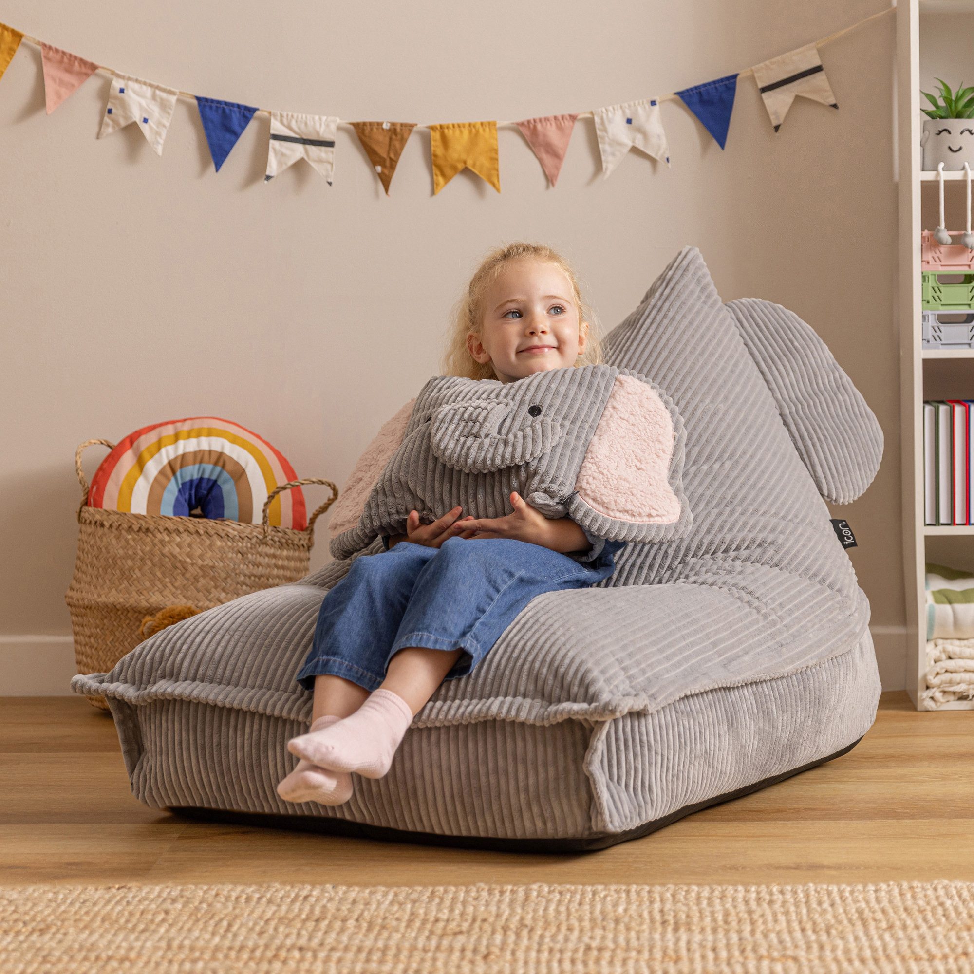 icon Sitzsack Kinder Animalfreunde mit Kissen aus Cord, 72x102x66cm, Made in Germany, für Kinderzimmer