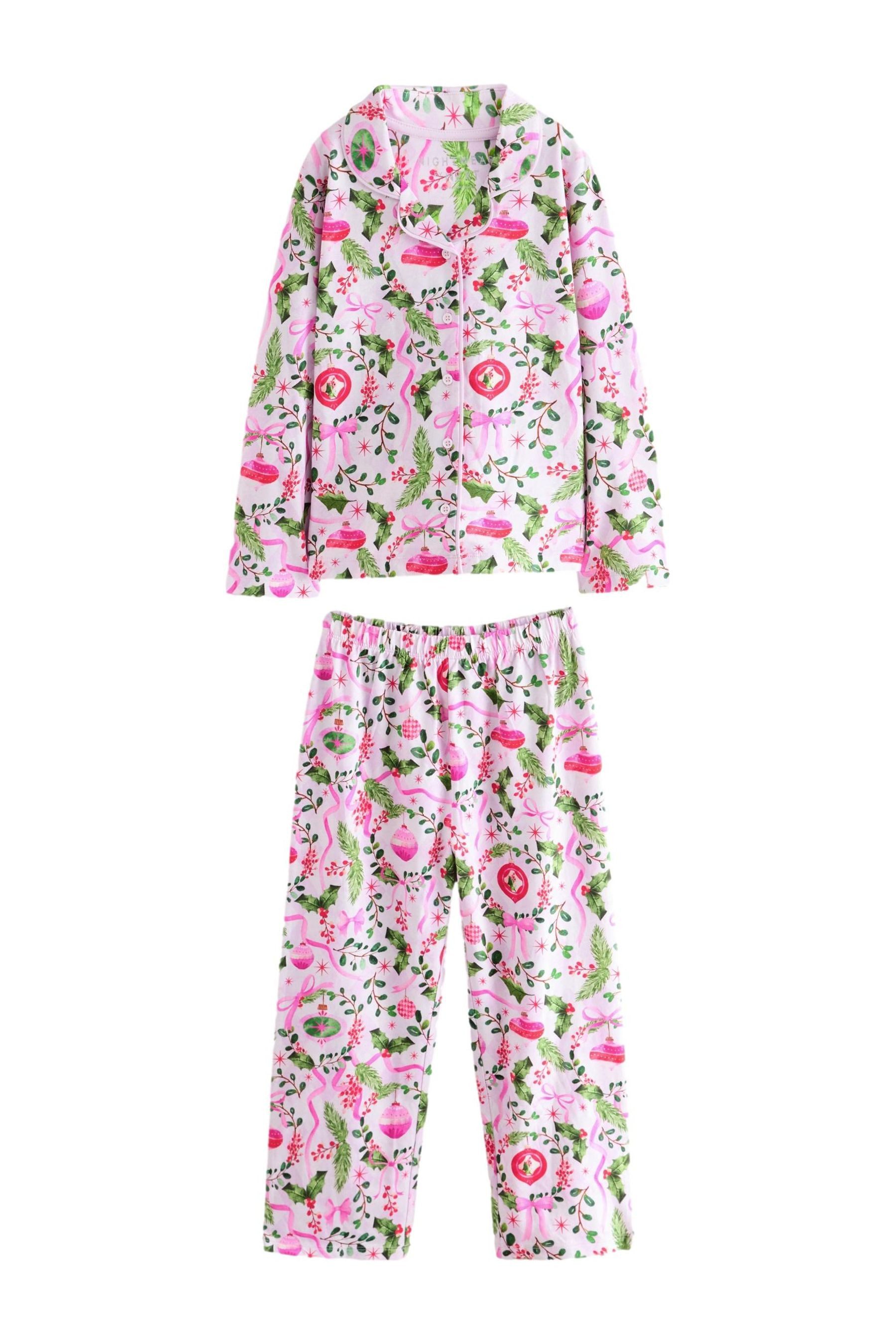 Pyjama Geknöpfter, weihnachtlicher Jersey-Schlafanzug