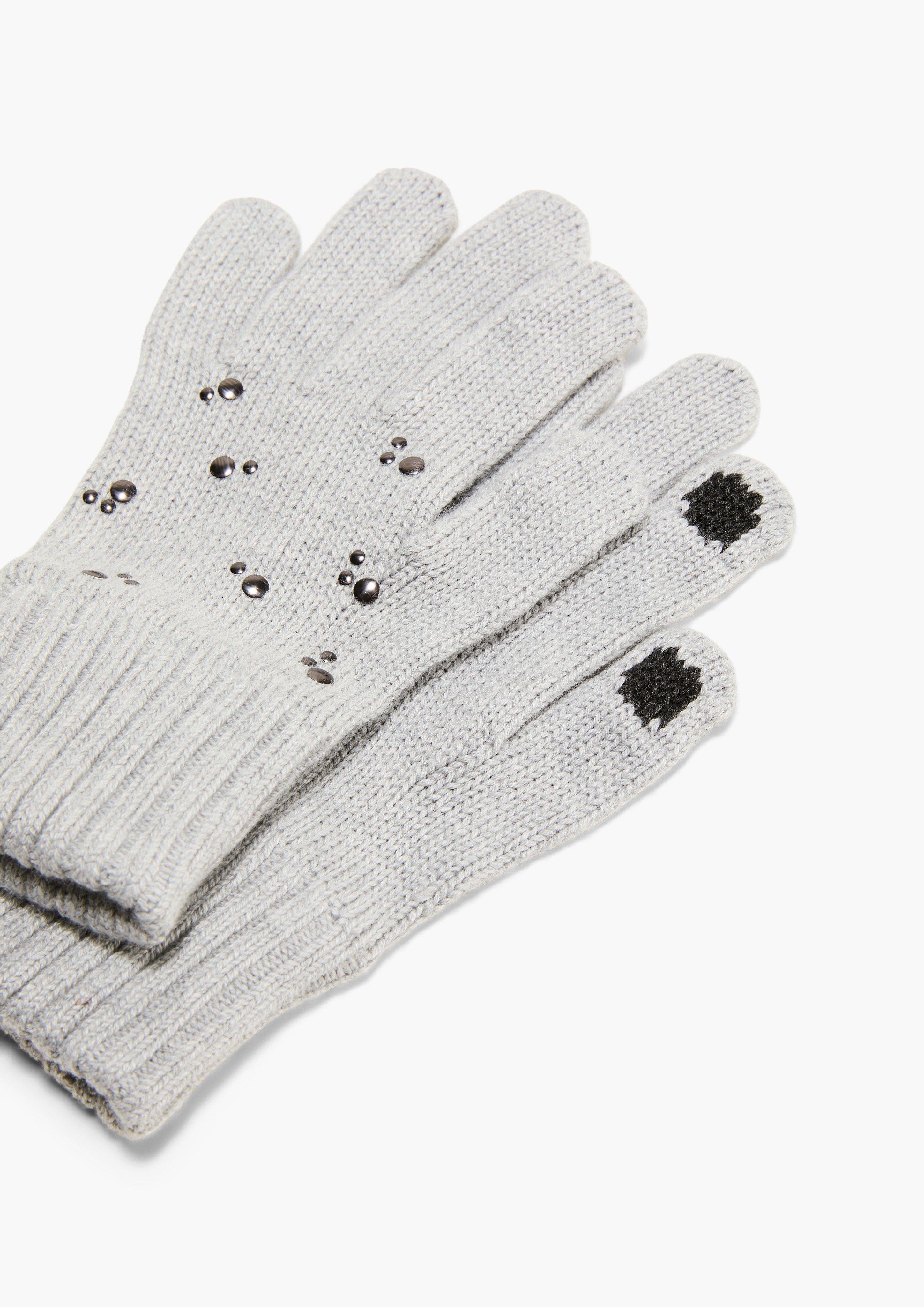 grau aus meliert Strickhandschuhe Modalmix Rippbündchen Handschuhe s.Oliver