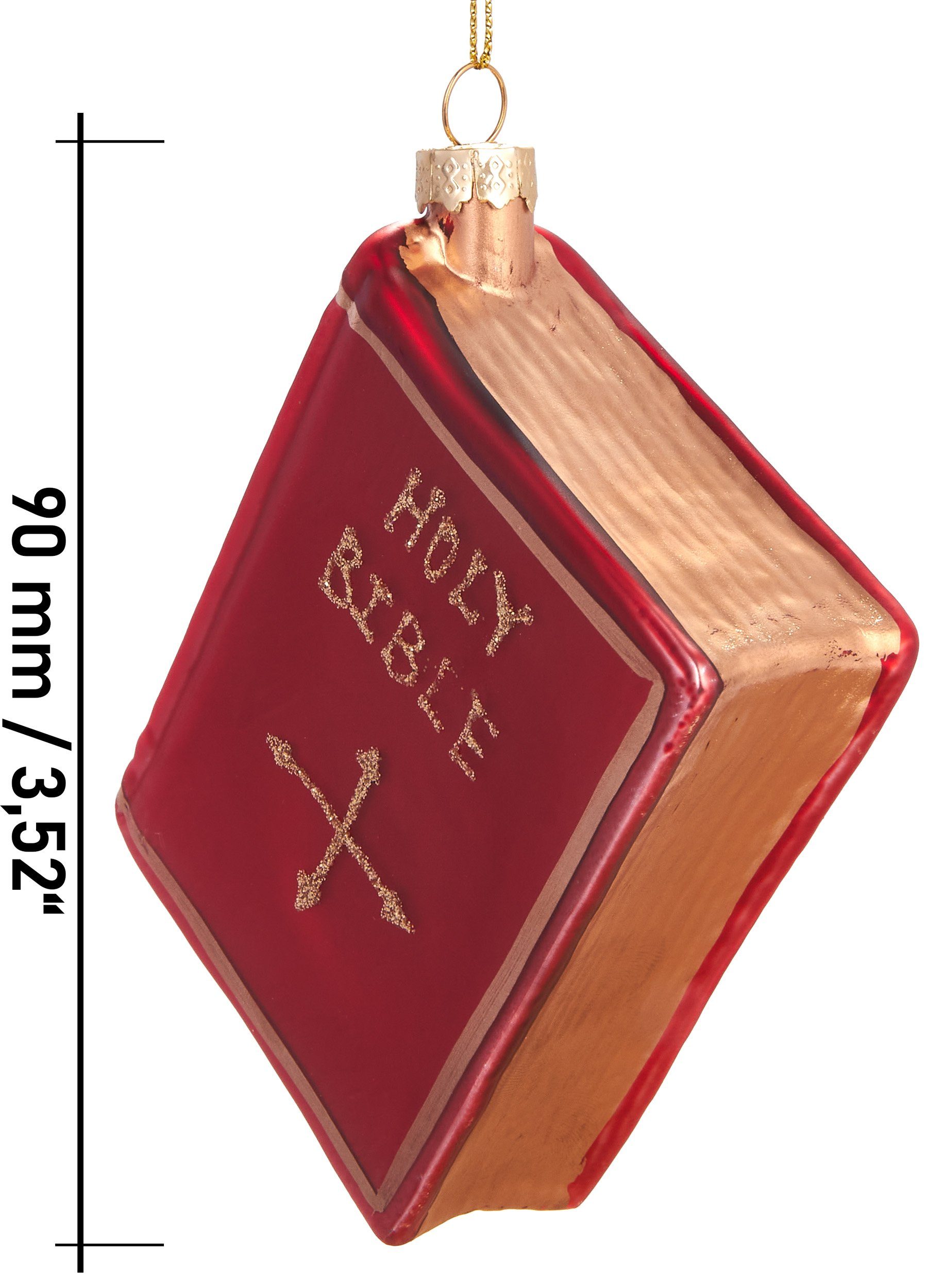 BRUBAKER Christbaumschmuck Mundgeblasene Weihnachtskugel Rote Bibel, Weihnachtsdekoration in kirchlicher Tradition aus Glas, 9 cm – Bild 4 von 4