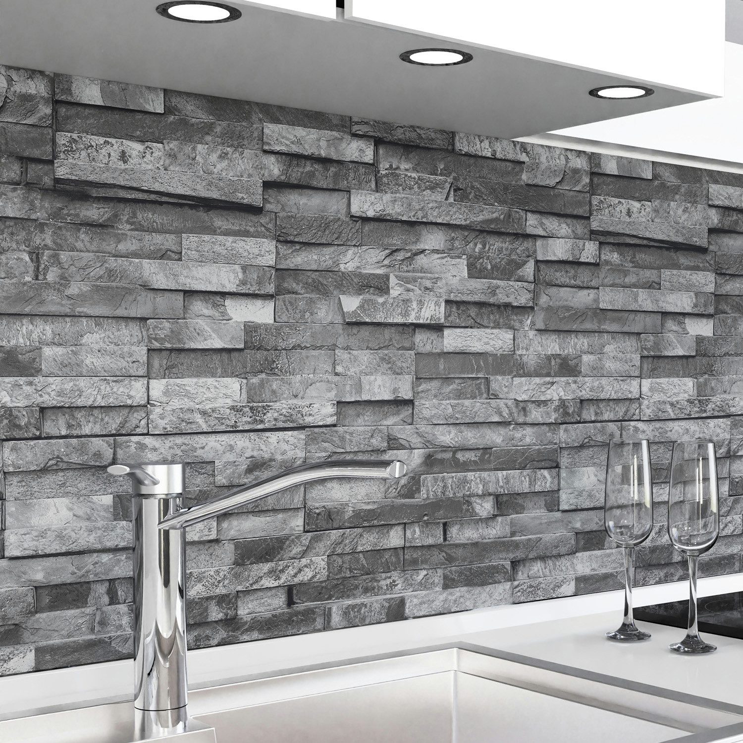 danario Küchenrückwand Folie selbstklebend - Matt - Spritzschutz Küche - versteift & robust