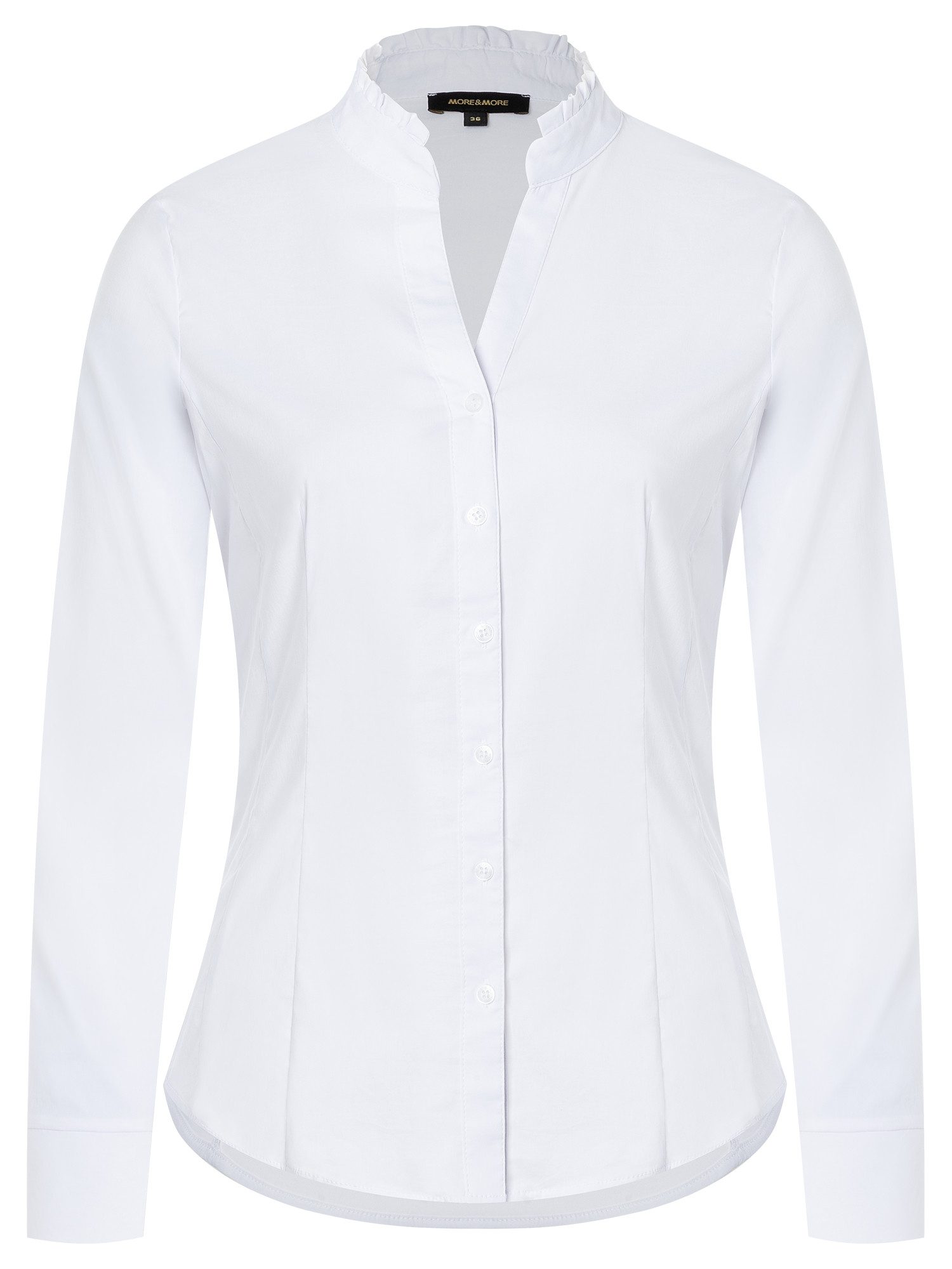 MORE&MORE Langarmbluse Stretchbluse, Rüschenkragen