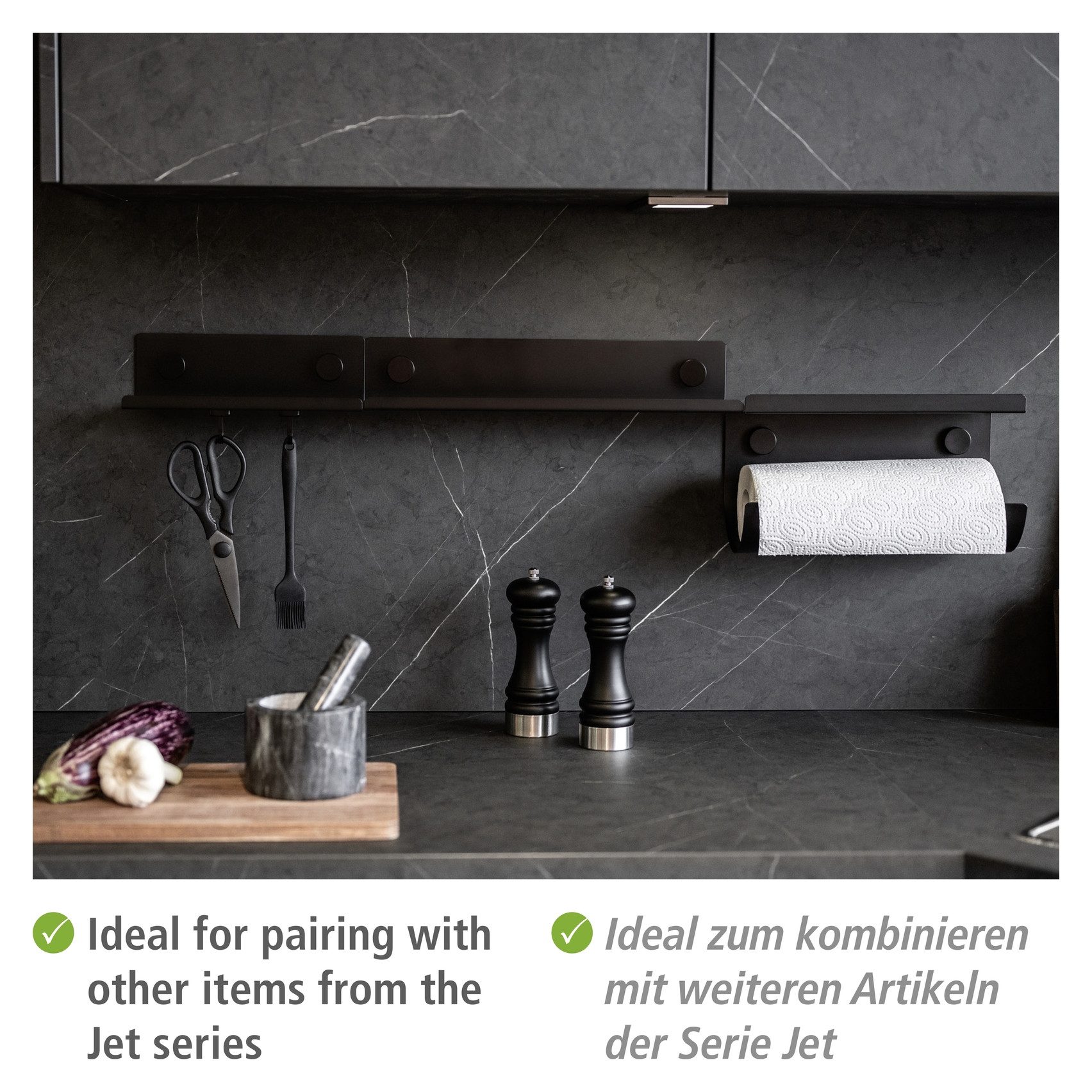 WENKO Küchenregal Modell Jet, Küchenregal für die Wand, Industrial Style, pulverbeschichtetes Metall