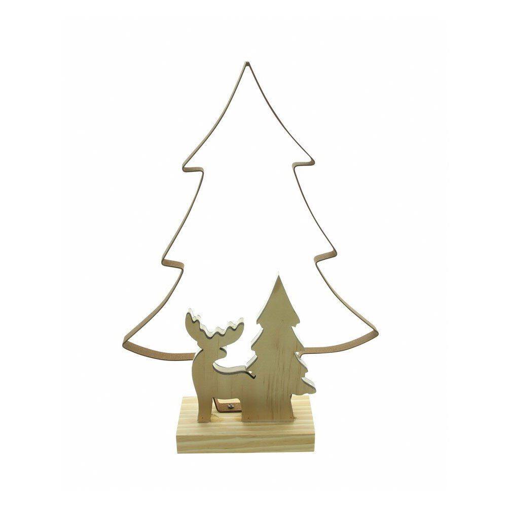 Weihnachtsfigur LED Deko Tanne Elch Holz Metall Weihnachtsdeko Weihnachtsbeleuchtung