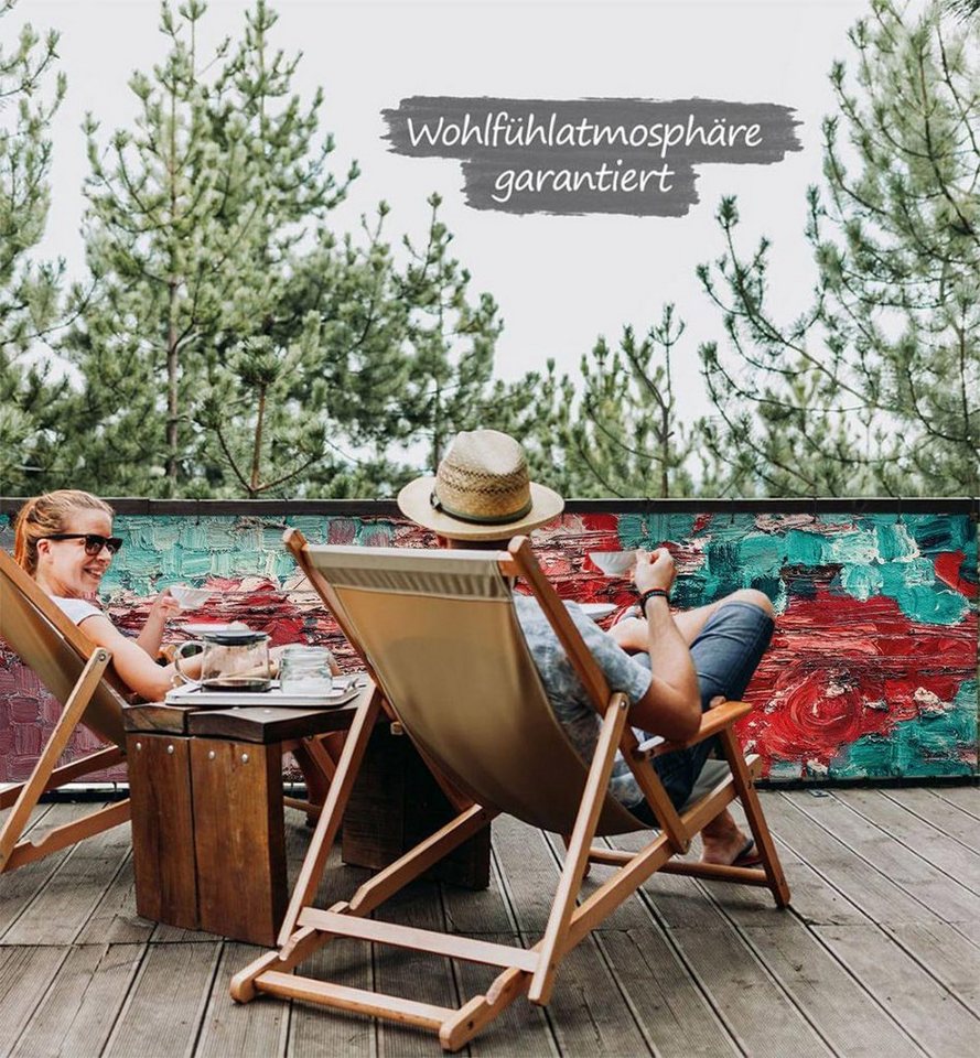 Thumbnail - MyMaxxi Sichtschutzelement Balkonbanner Gemälde türkis Balkon Sichtschutz Garten