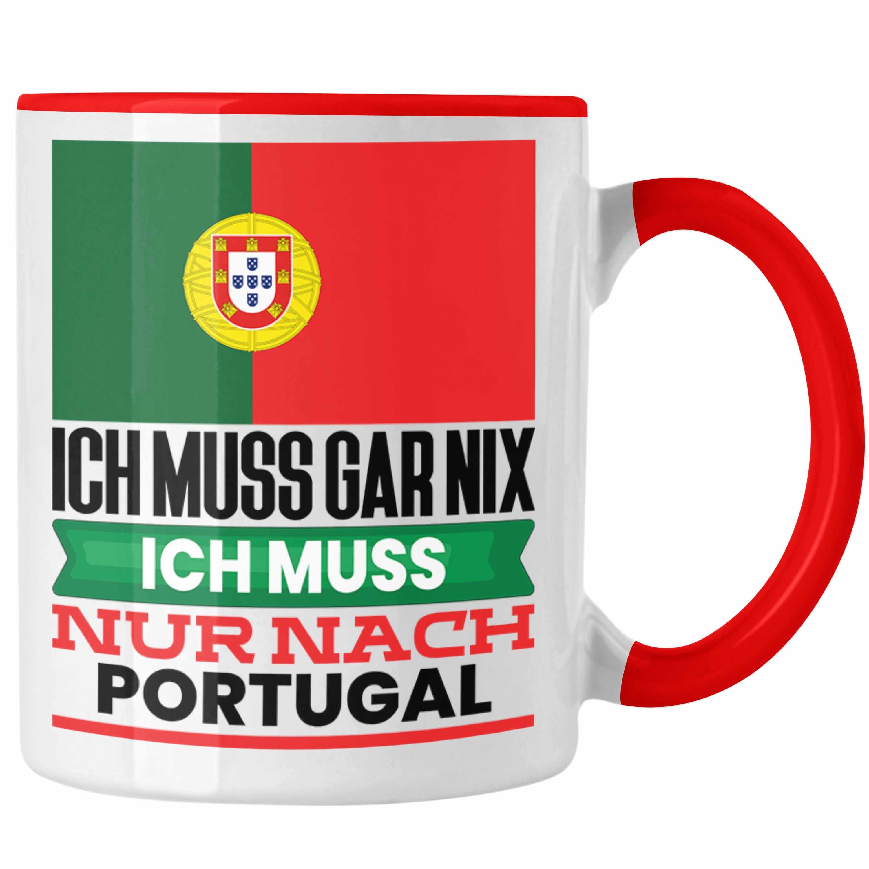 für Portugiesen Geschenkidee Trendation Geburtstag Portugal Urlaub Geschenk Tasse Rot Tasse