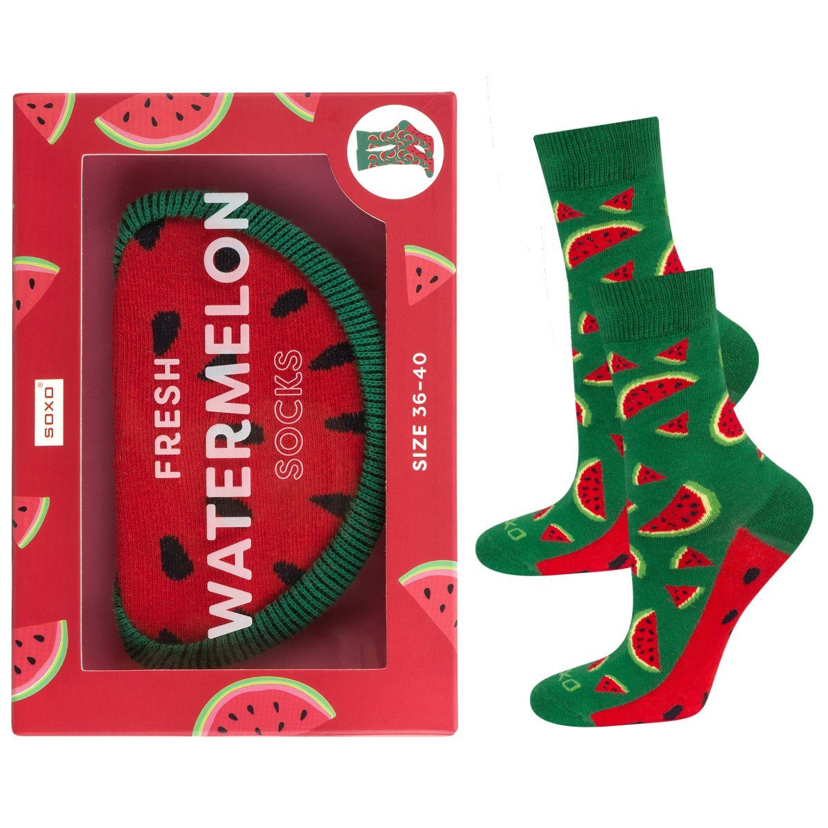 Soxo Socken Lustige Socken Damen Funny Socks In Einem Box 2 Größen Watermelon