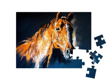 puzzleYOU Puzzle Pastellportrait eines braunen Pferdes, 48 Puzzleteile, puzzleYOU-Kollektionen Kunst & Fantasy