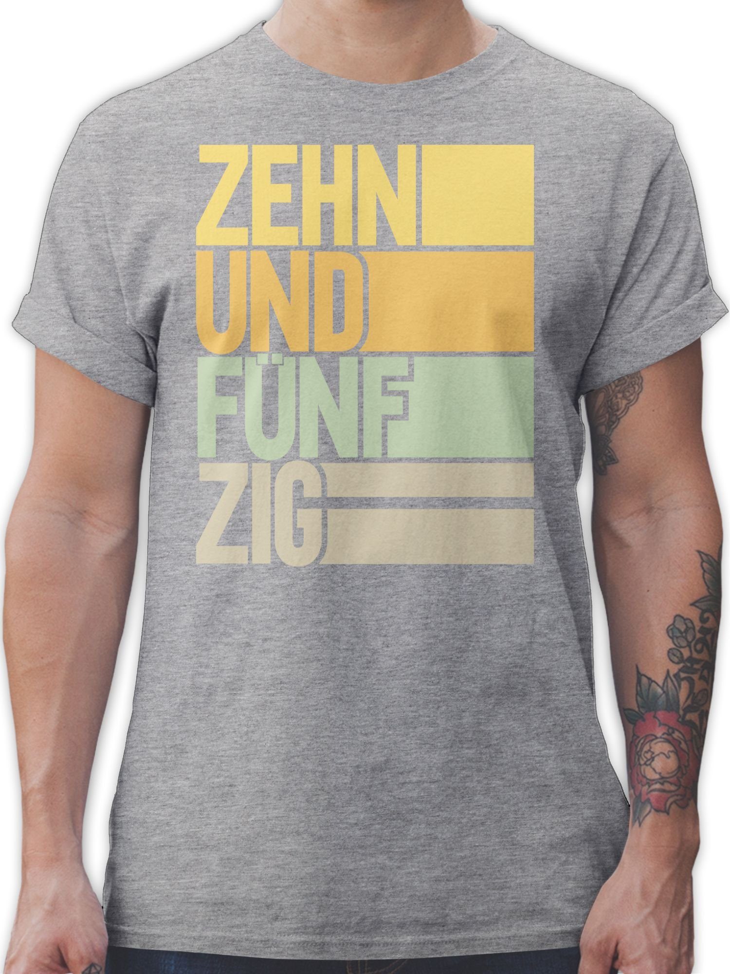 Shirtracer T-Shirt Zehnundfünfzig 60. Geburtstag 03 Grau meliert