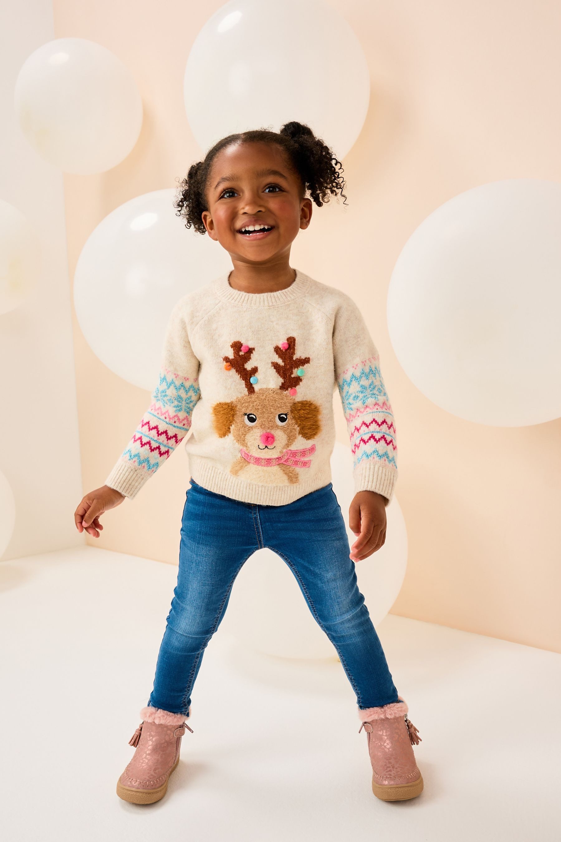 Next Strickpullover Pullover mit Weihnachtsfiguren (1-tlg)