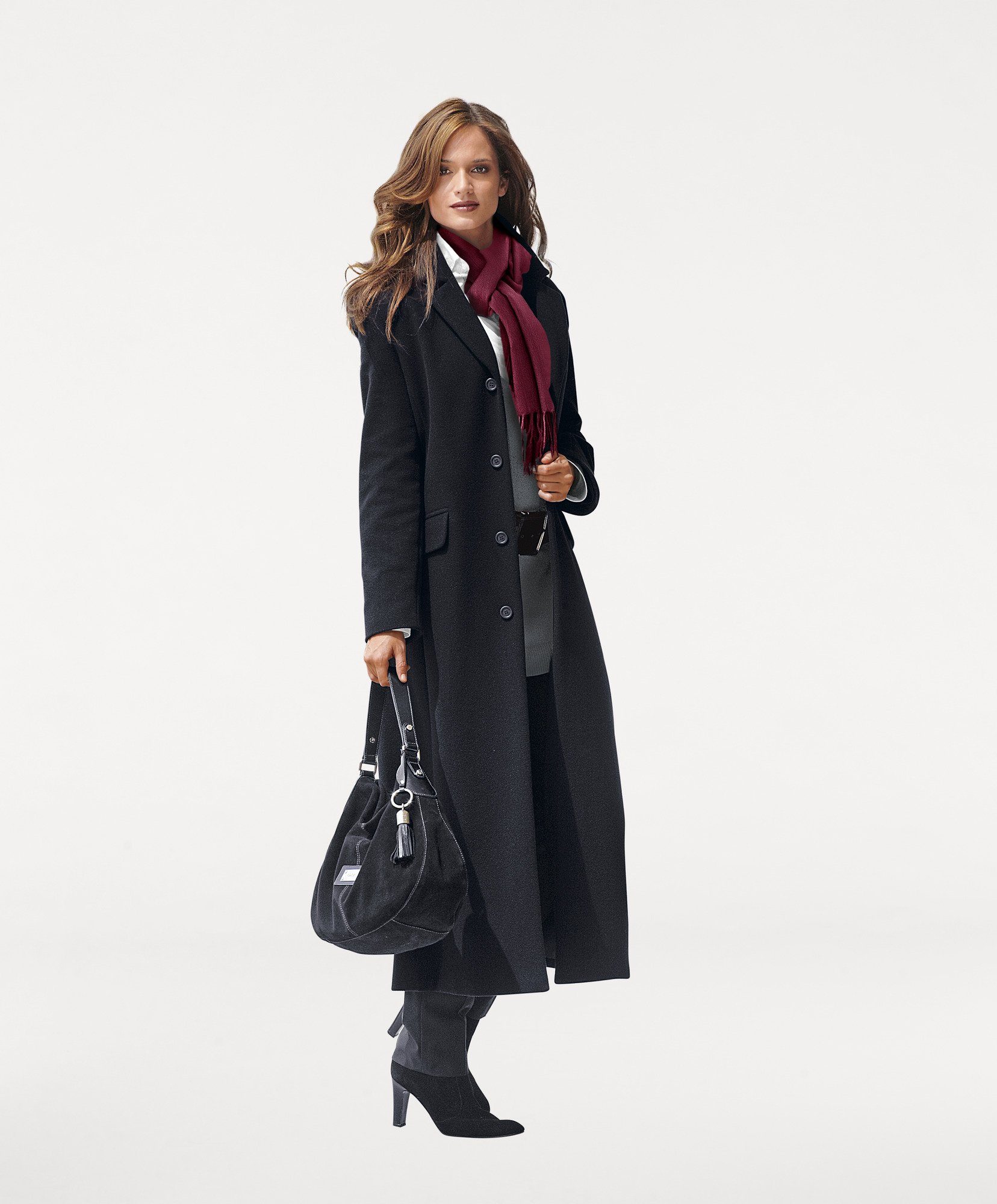 LINEA TESINI by Heine Wollmantel mit Wolle kaufen | OTTO HEINE Leichte Herren Jacke Trenchcoat Style schwarz, Größe