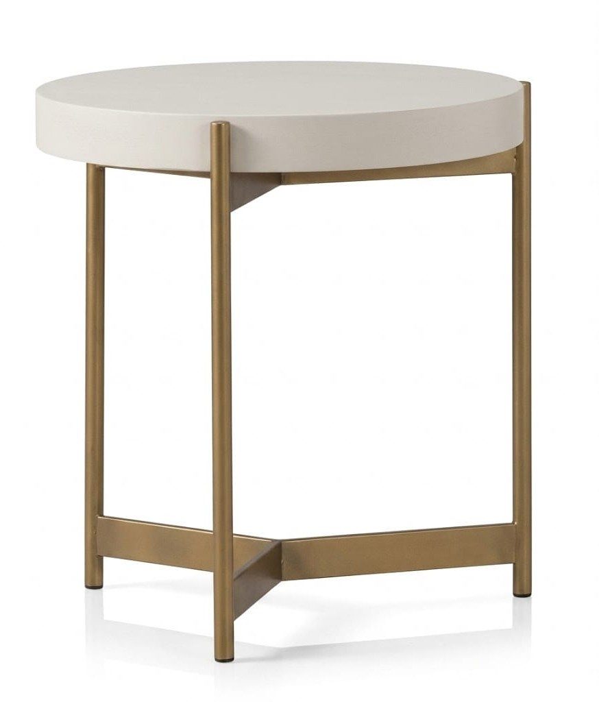 Xlmoebel Couchtisch Couchtisch Beige MDF Edelstahl Modern Rund Einfarbig Wohnzimmertisch (1-St., 1-tlg)