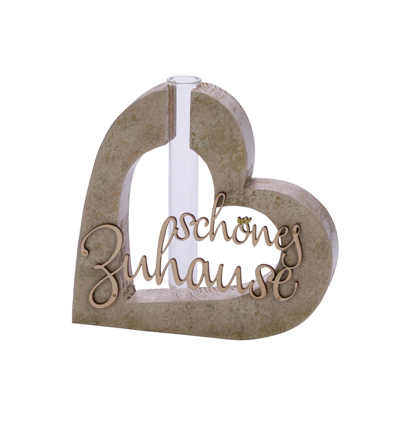 Gehlmann Dekoobjekt NEU Mangoholzaufsteller, Herz, Reagenzglas, Holzherz